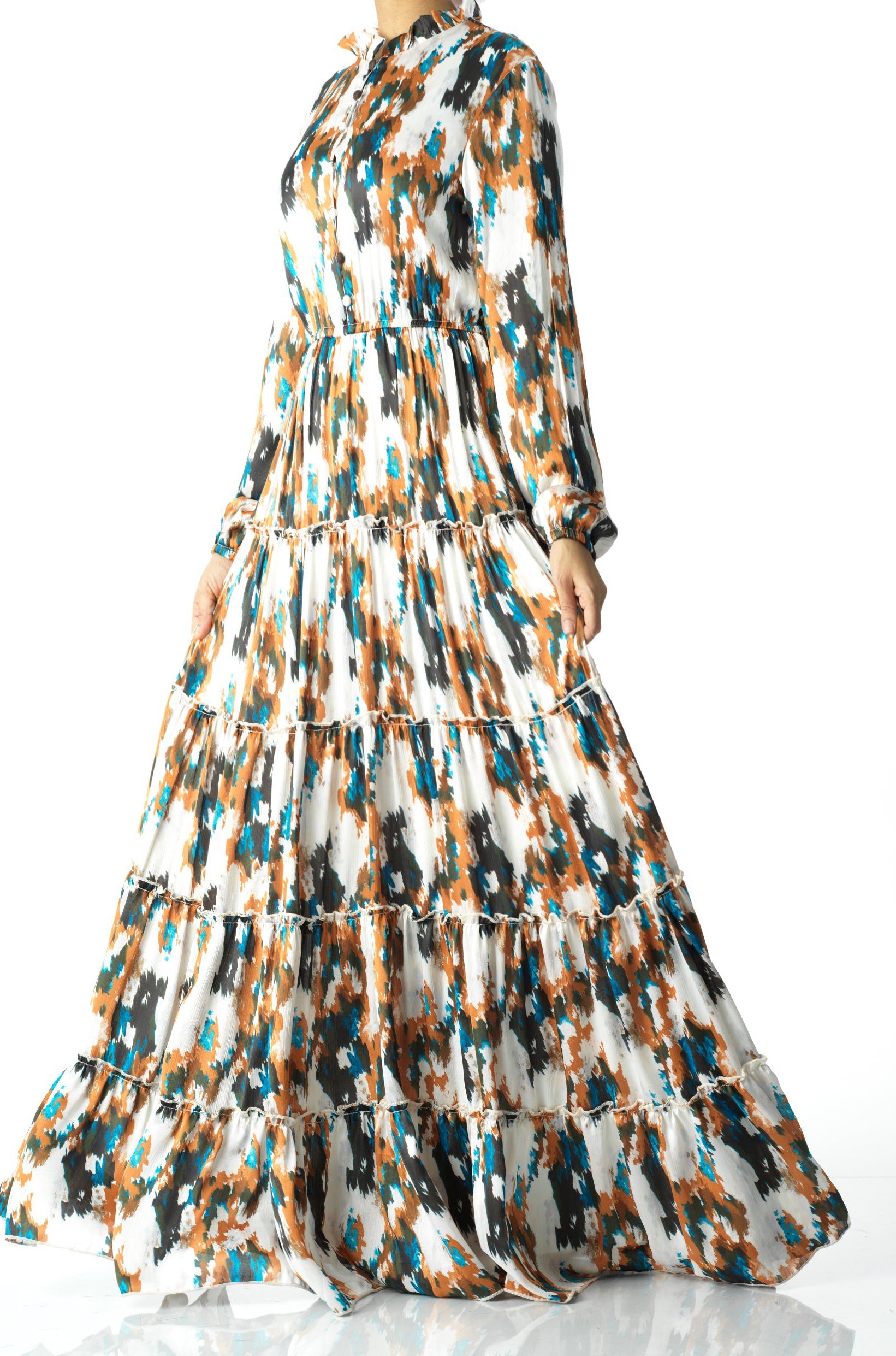 Alexandra Anitta tiered chiffon maxi dress Kabayare