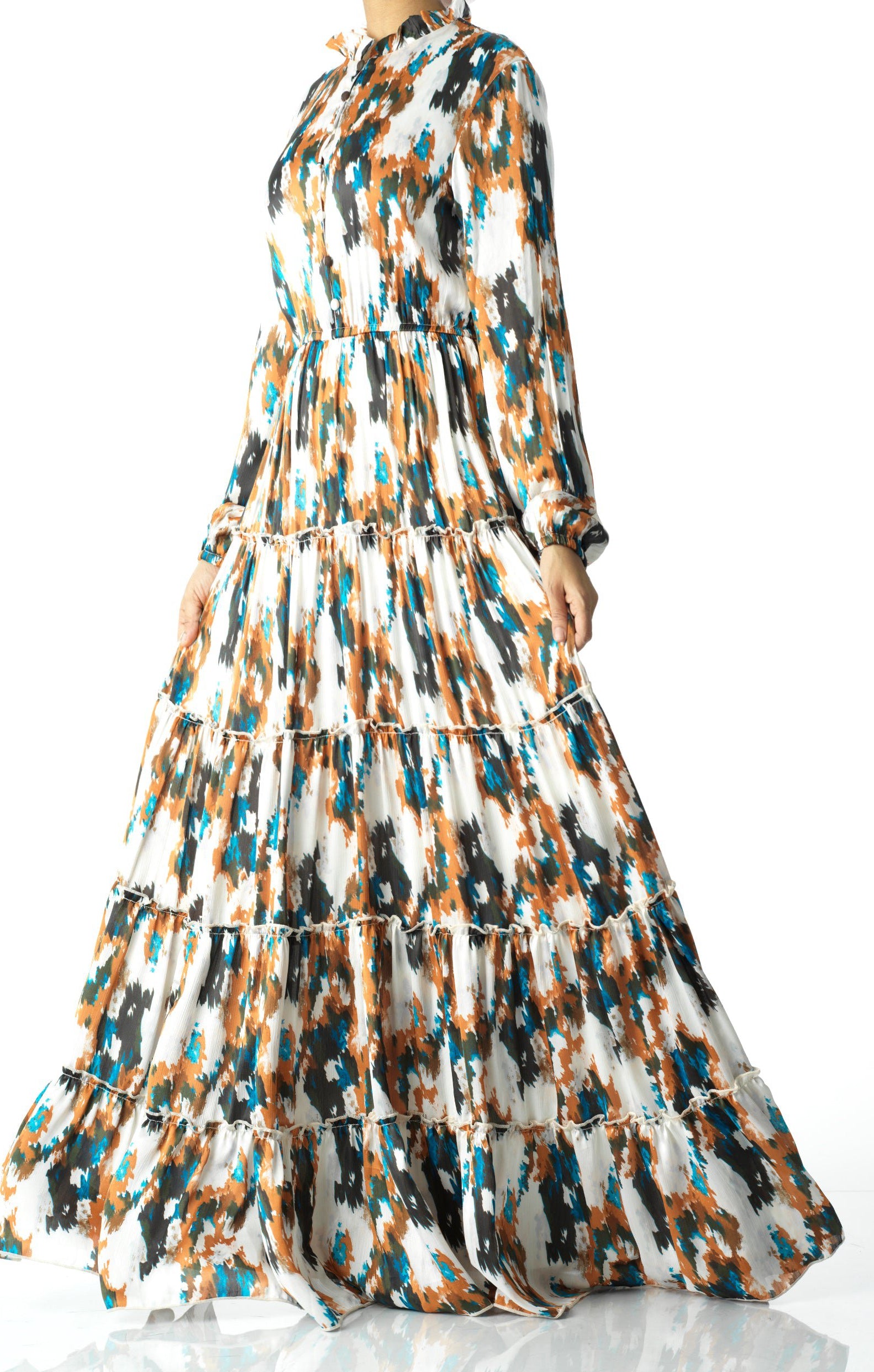 Alexandra Anitta tiered chiffon maxi dress Kabayare