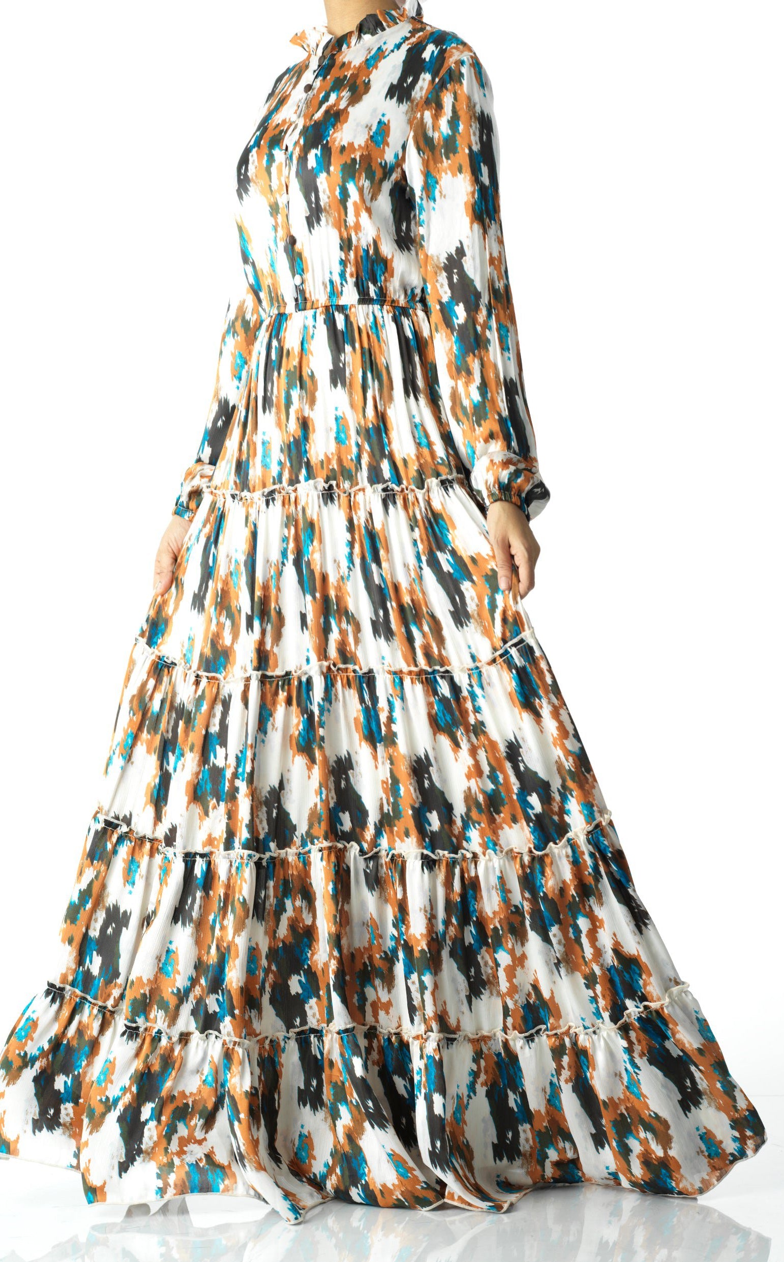 Alexandra Anitta tiered chiffon maxi dress Kabayare