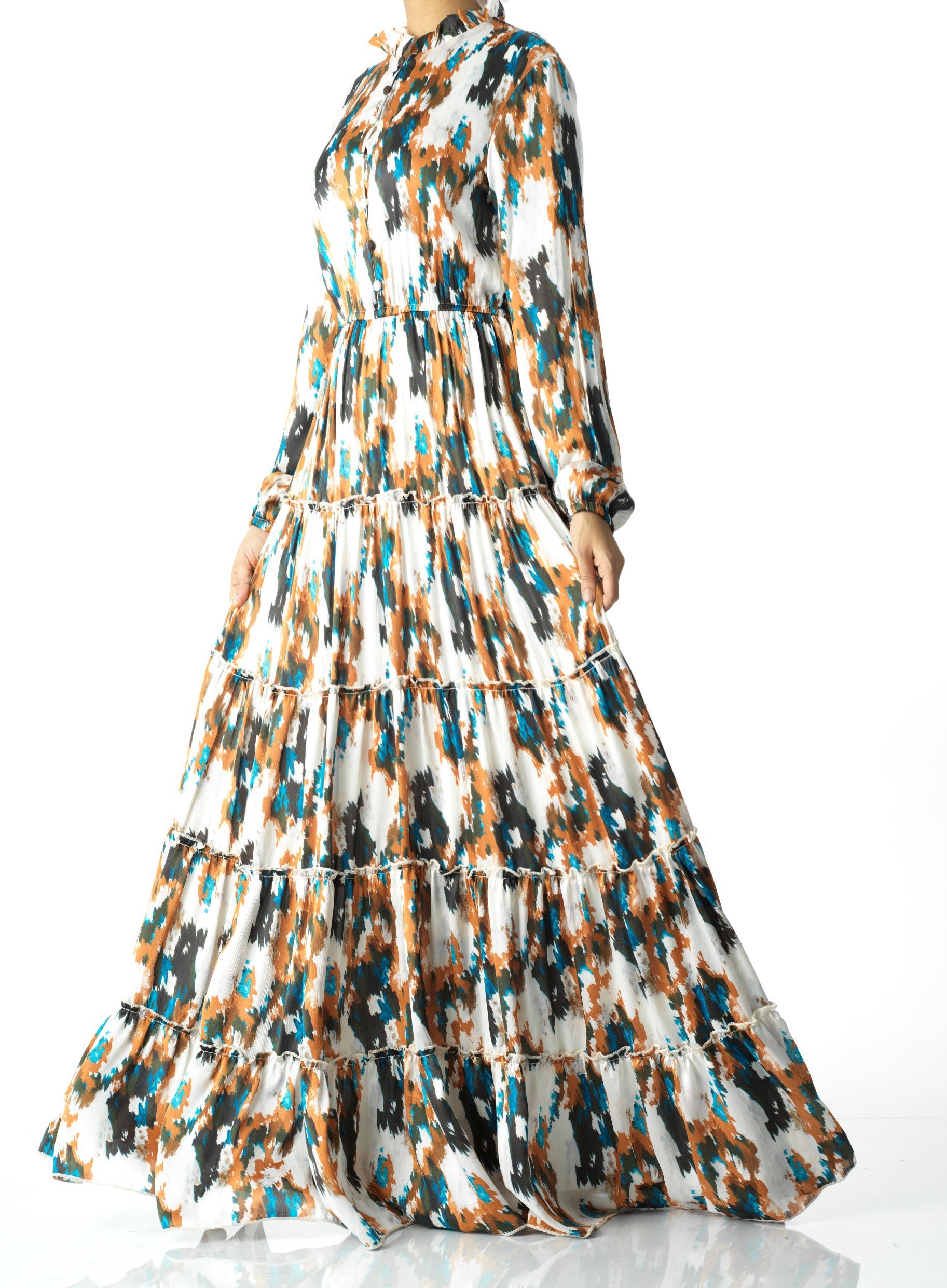 Alexandra Anitta tiered chiffon maxi dress Kabayare