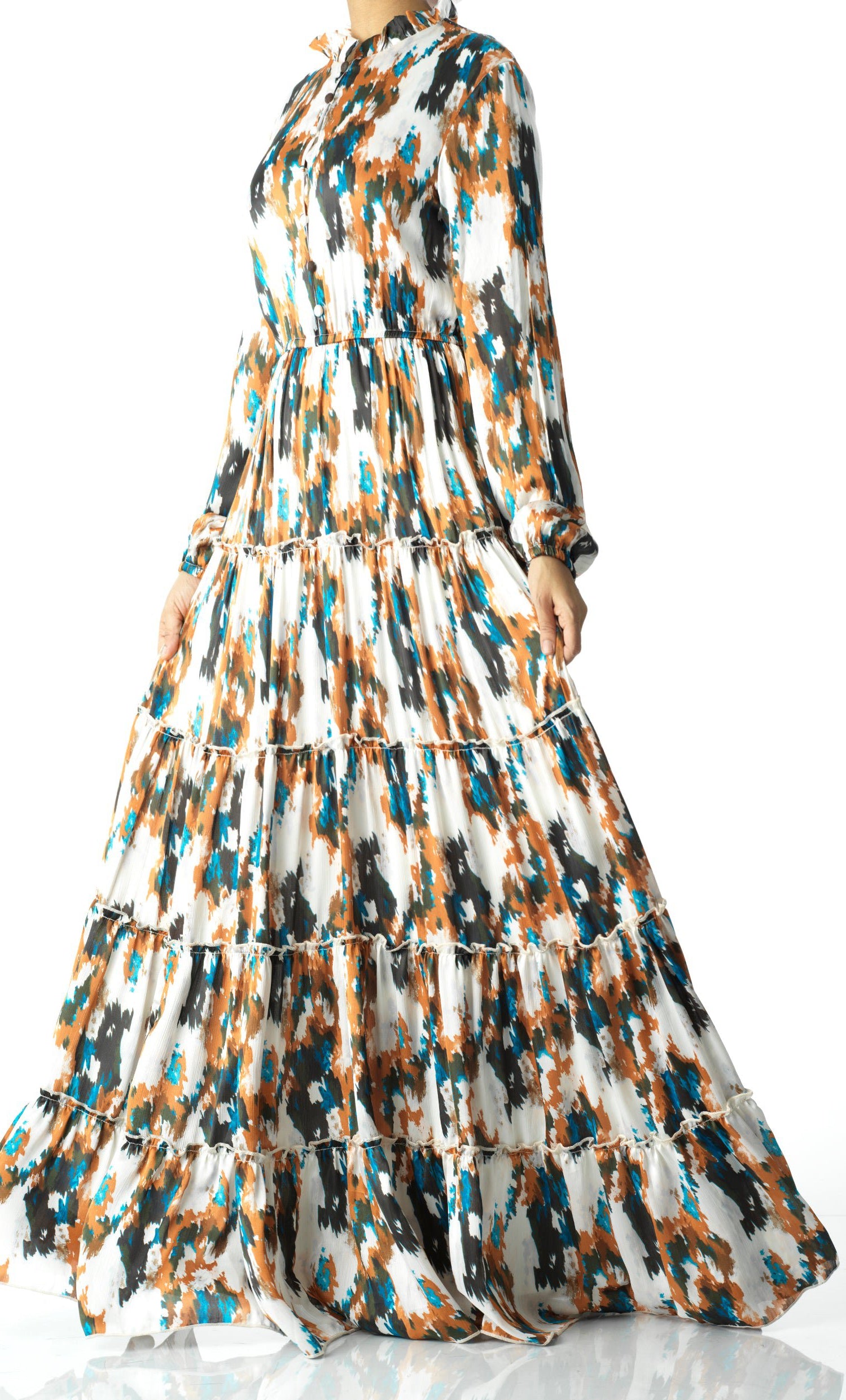 Alexandra Anitta tiered chiffon maxi dress Kabayare
