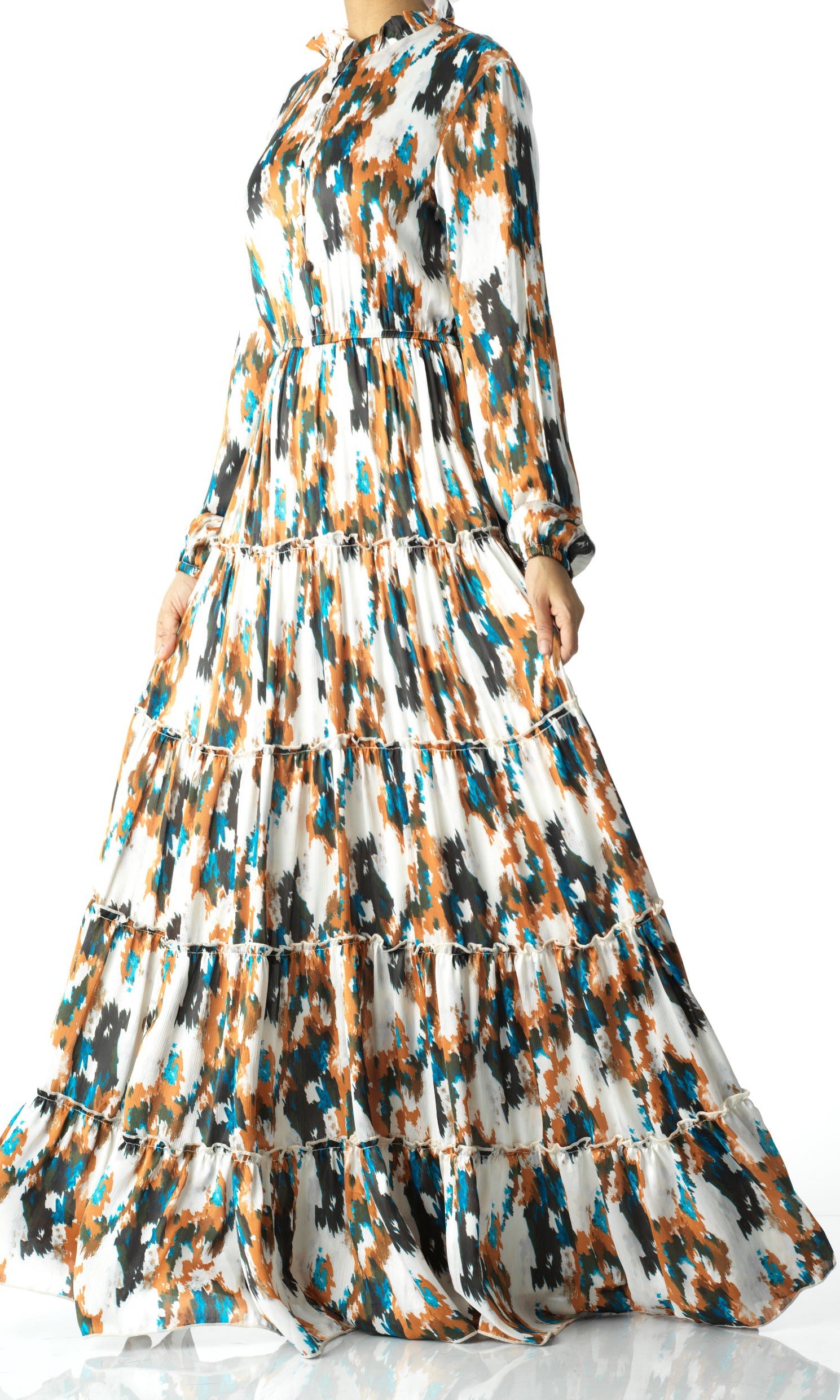 Alexandra Anitta tiered chiffon maxi dress Kabayare