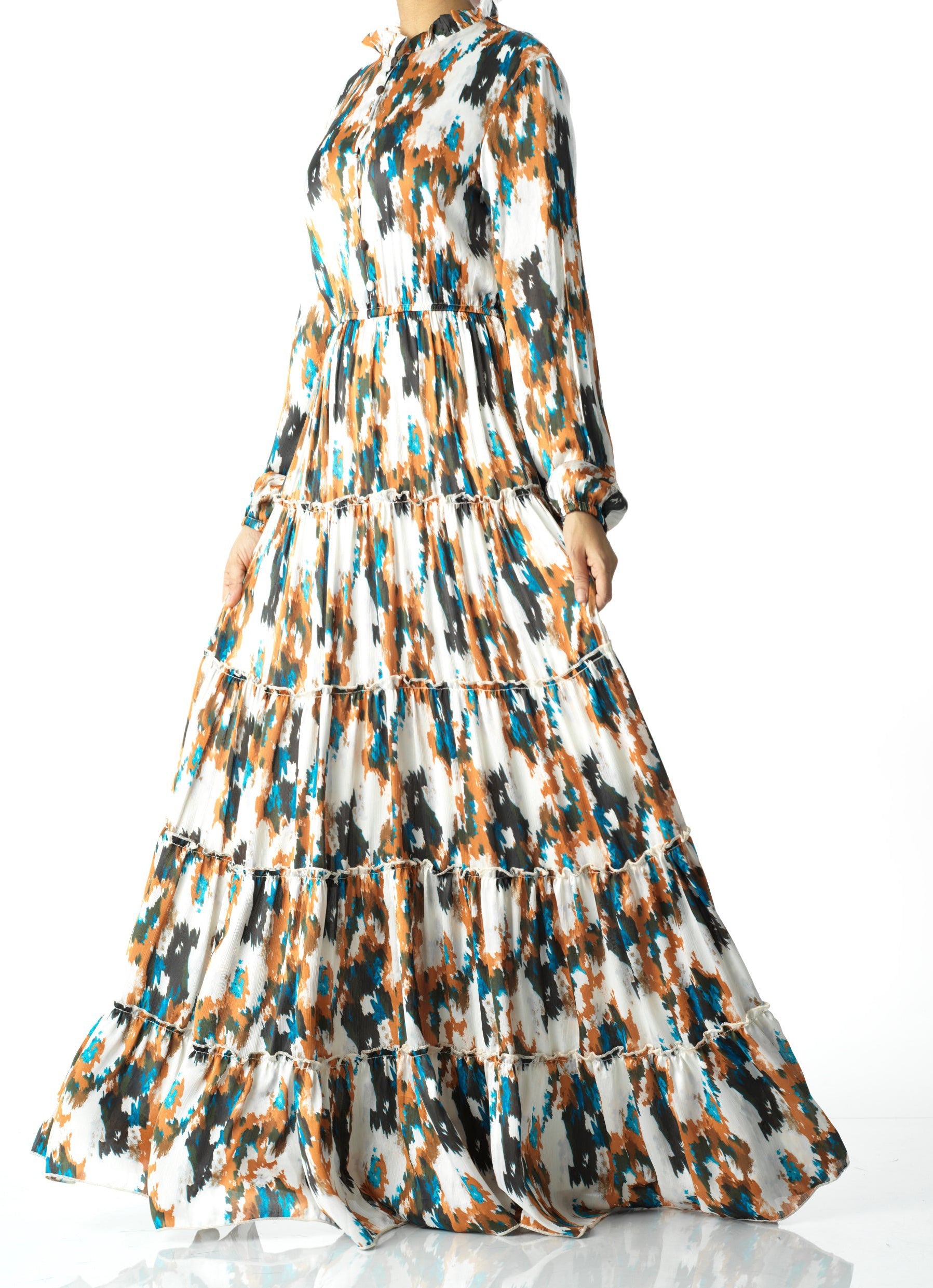 Alexandra Anitta tiered chiffon maxi dress Kabayare