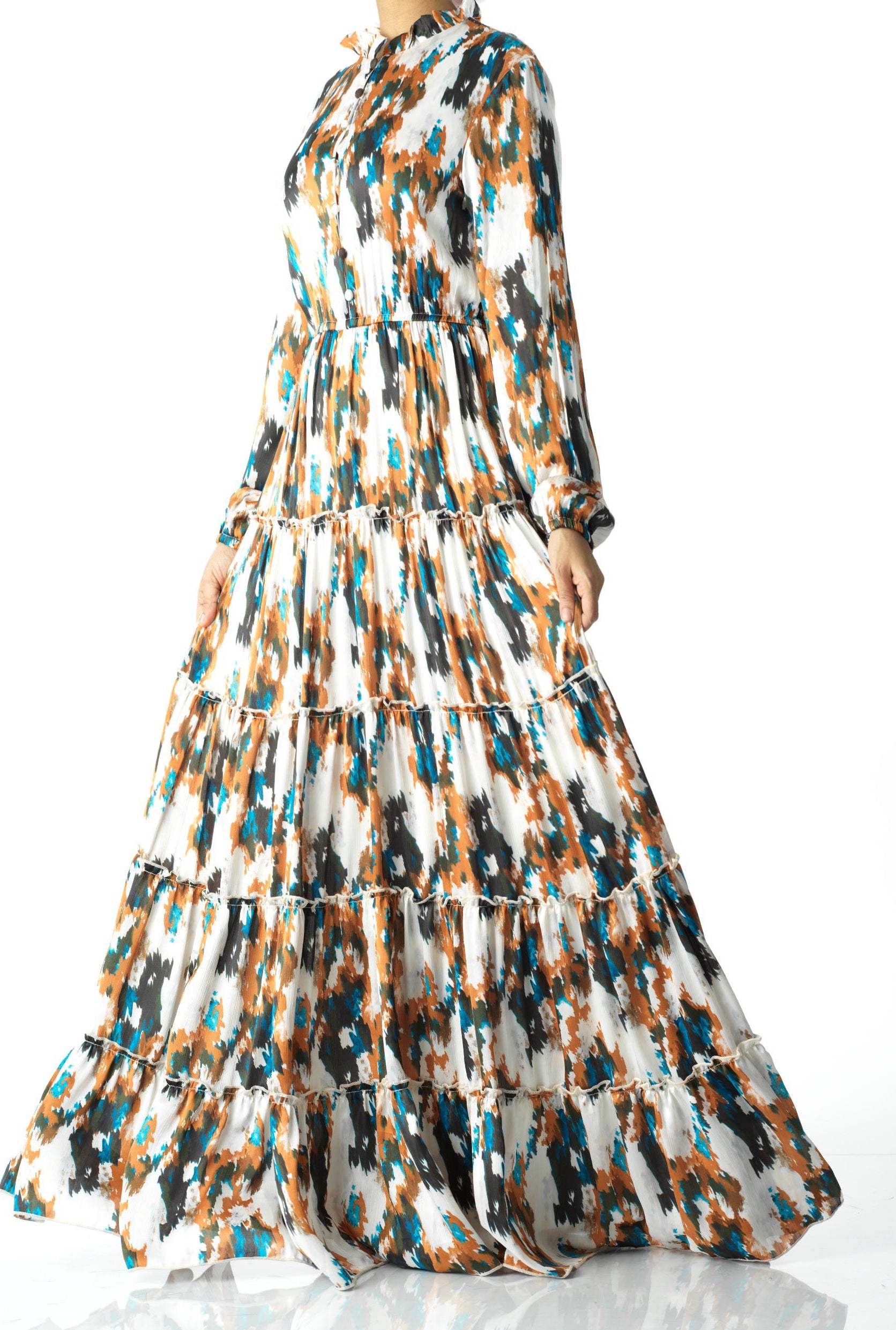 Alexandra Anitta tiered chiffon maxi dress Kabayare