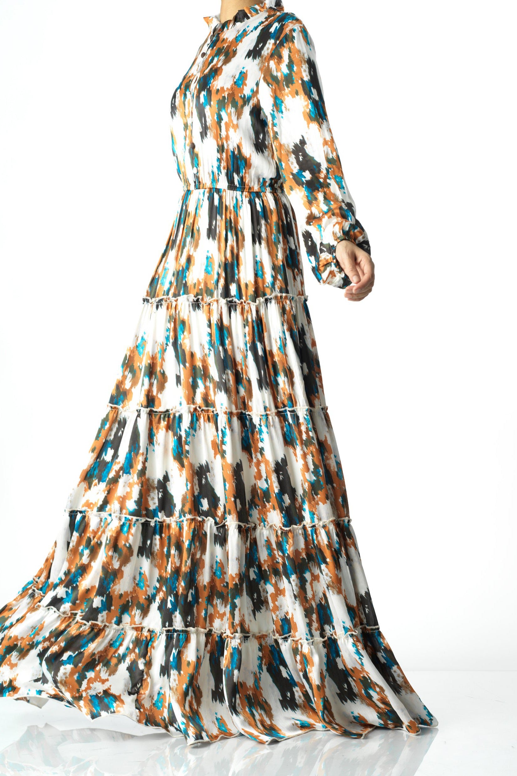 Alexandra Anitta tiered chiffon maxi dress Kabayare