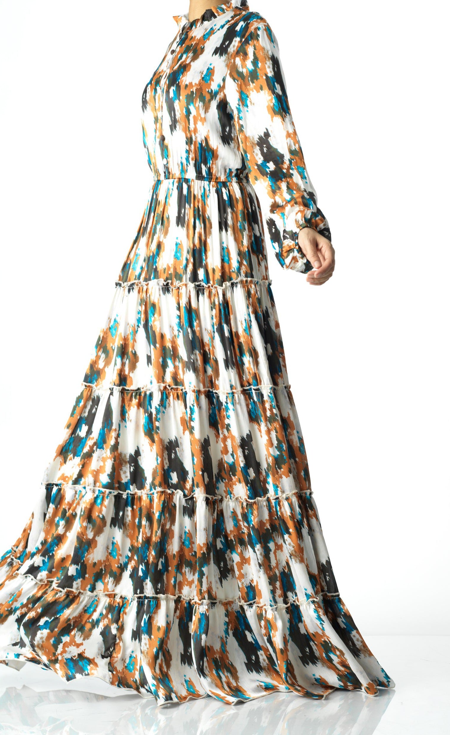 Alexandra Anitta tiered chiffon maxi dress Kabayare