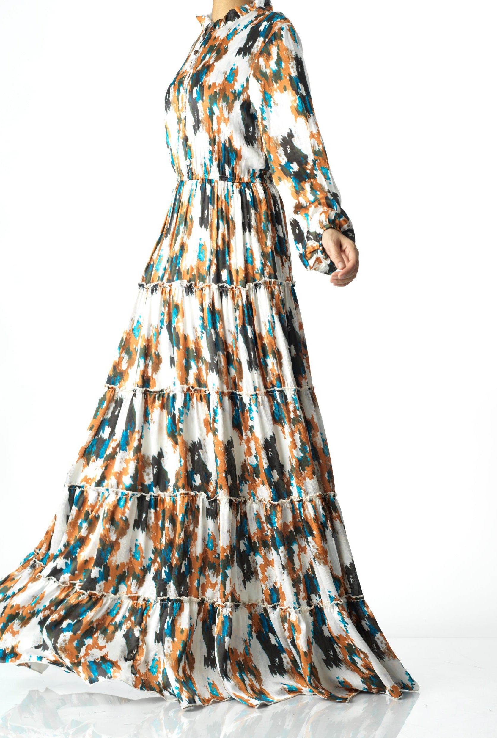 Alexandra Anitta tiered chiffon maxi dress Kabayare
