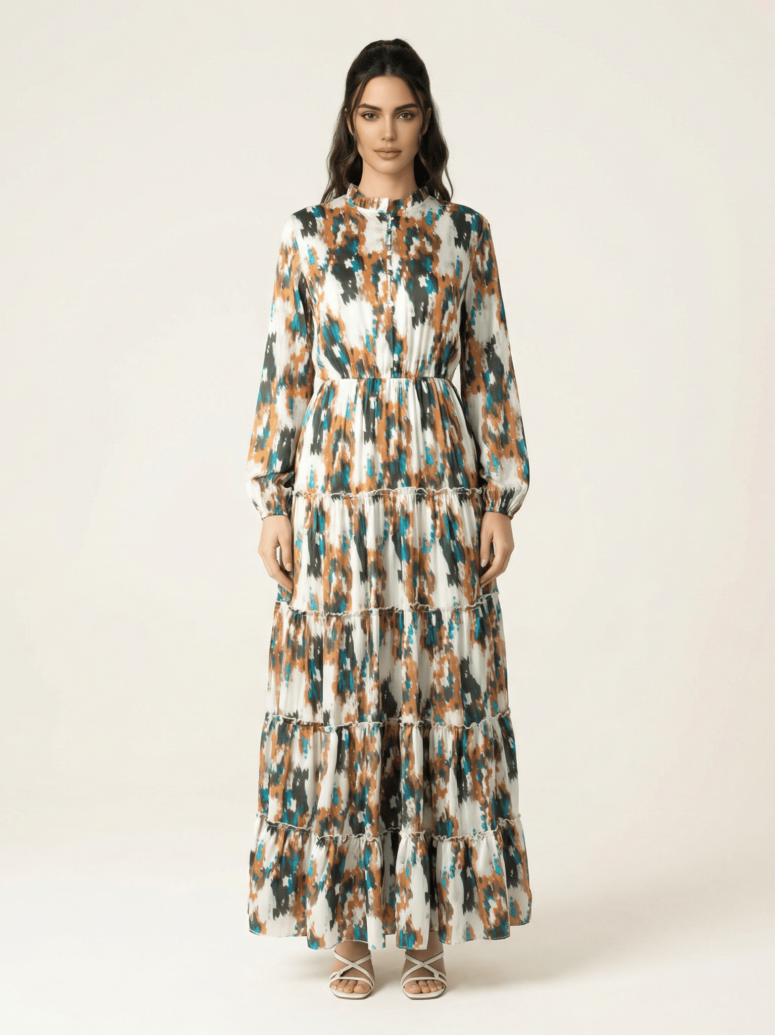 Alexandra Anitta tiered chiffon maxi dress Kabayare