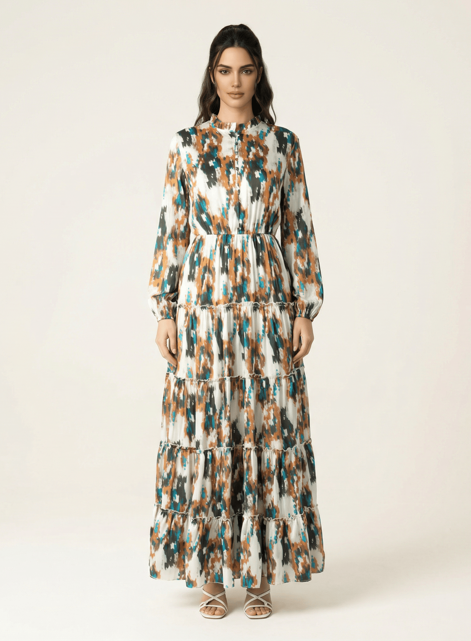 Alexandra Anitta tiered chiffon maxi dress Kabayare