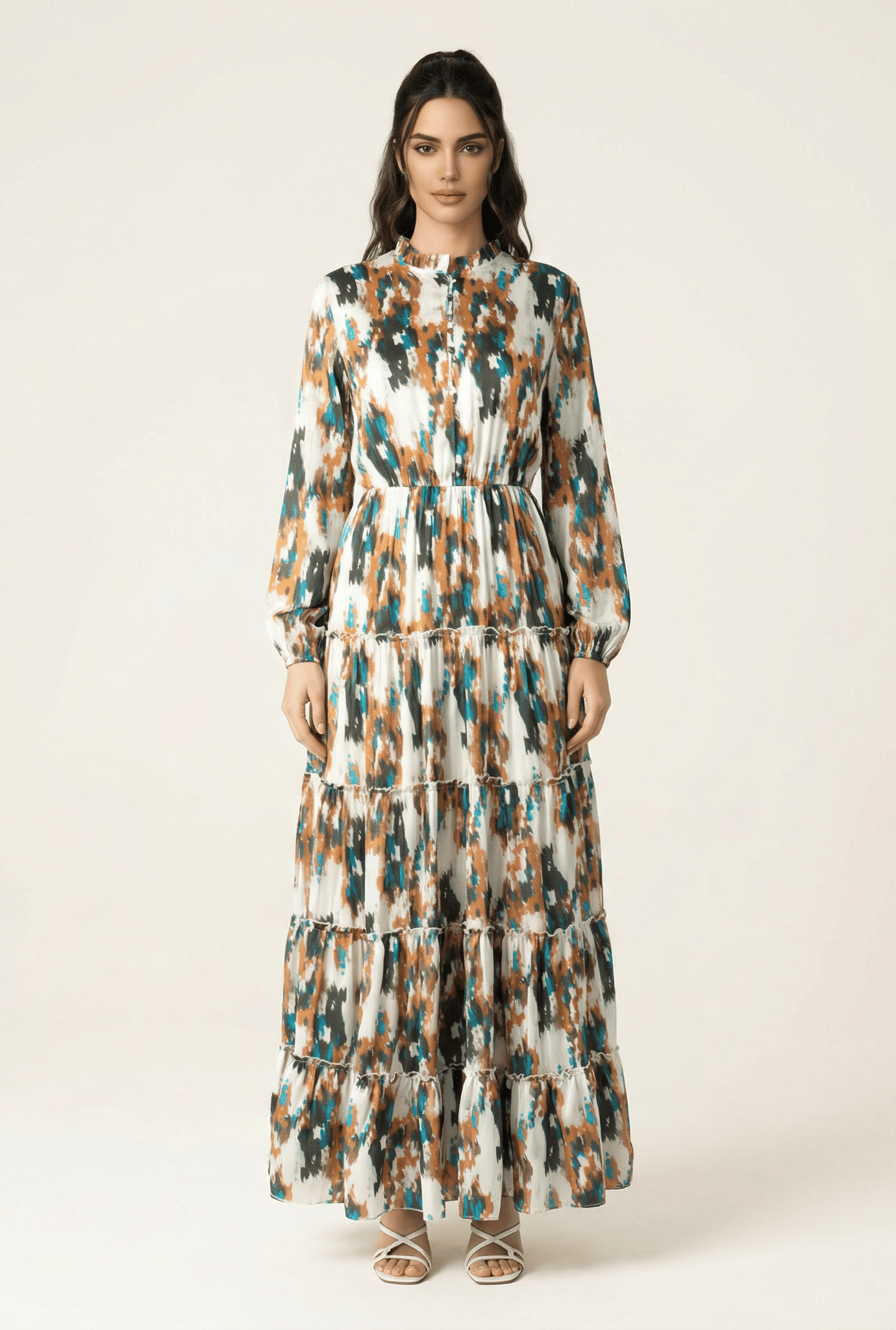 Alexandra Anitta tiered chiffon maxi dress Kabayare