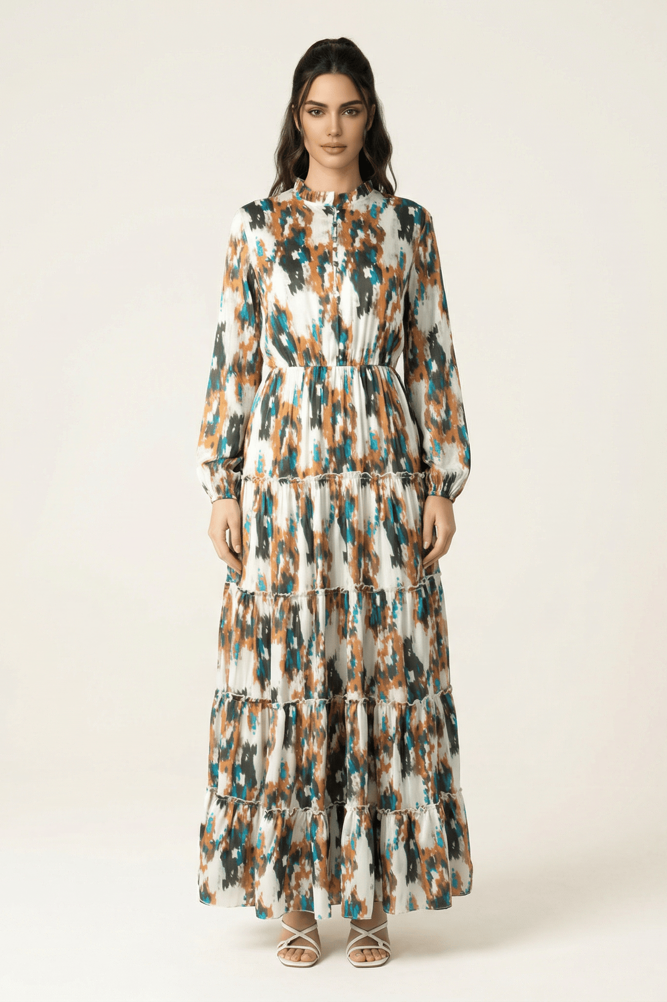 Alexandra Anitta tiered chiffon maxi dress Kabayare