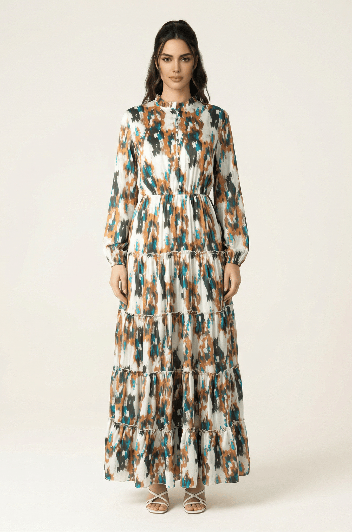 Alexandra Anitta tiered chiffon maxi dress Kabayare
