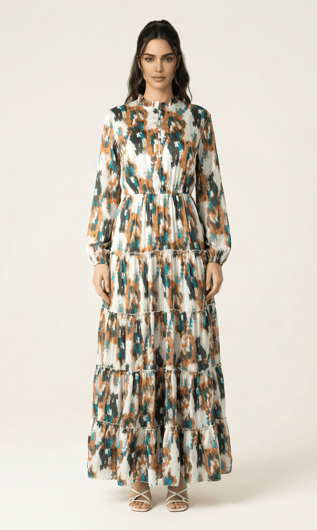 Alexandra Anitta tiered chiffon maxi dress Kabayare