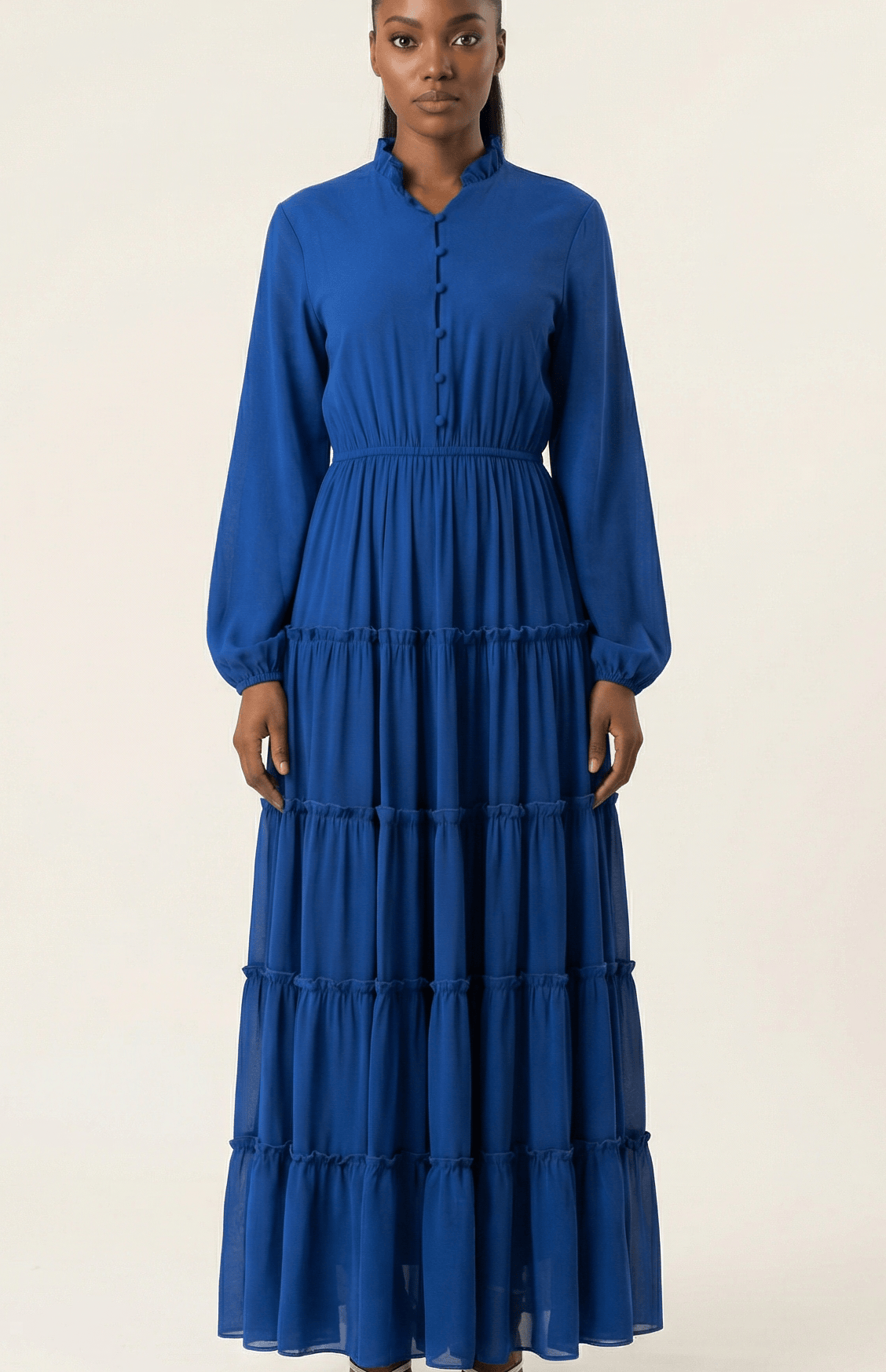 Anitta tiered chiffon maxi dress Kabayare