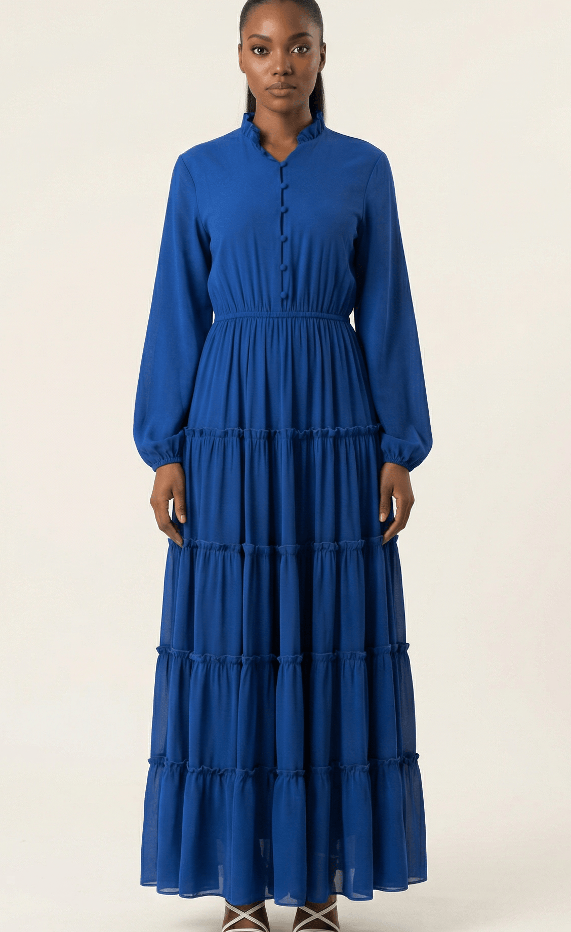 Anitta tiered chiffon maxi dress Kabayare