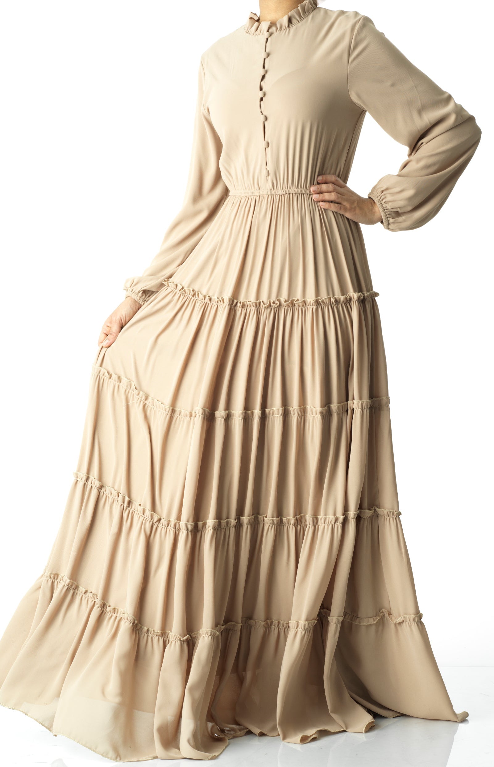 Anitta tiered chiffon maxi dress Kabayare