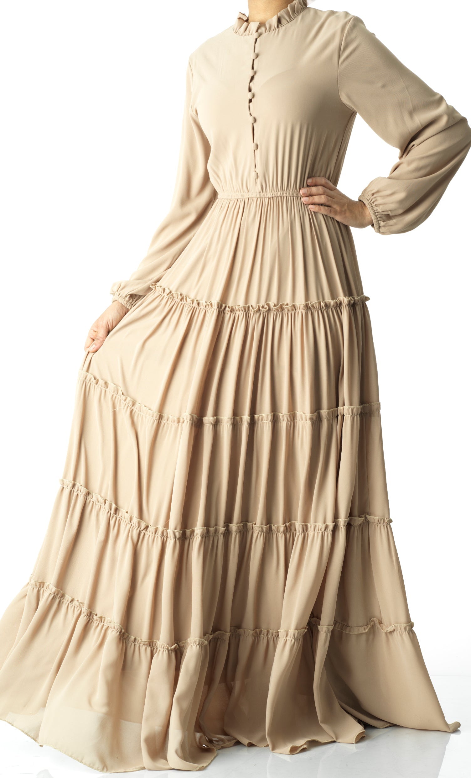 Anitta tiered chiffon maxi dress Kabayare