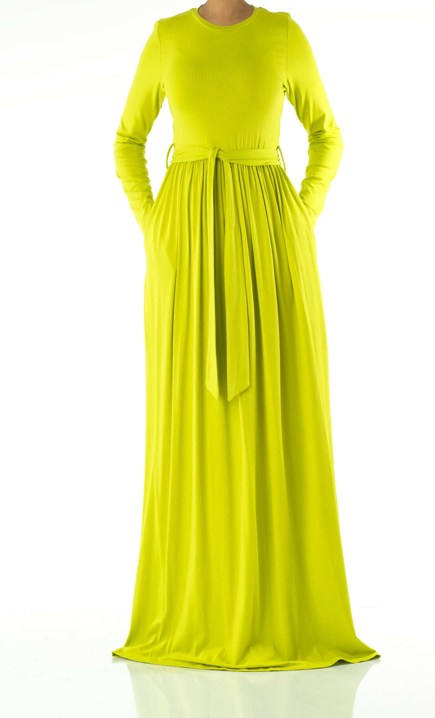Apple Green Cotton Candy Jersey Maxi  Dress Kabayare