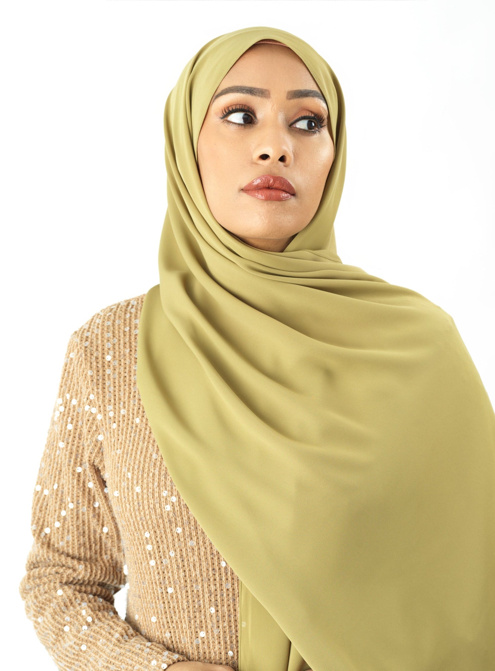 Apple Green Korean Chiffon hijab Kabayare