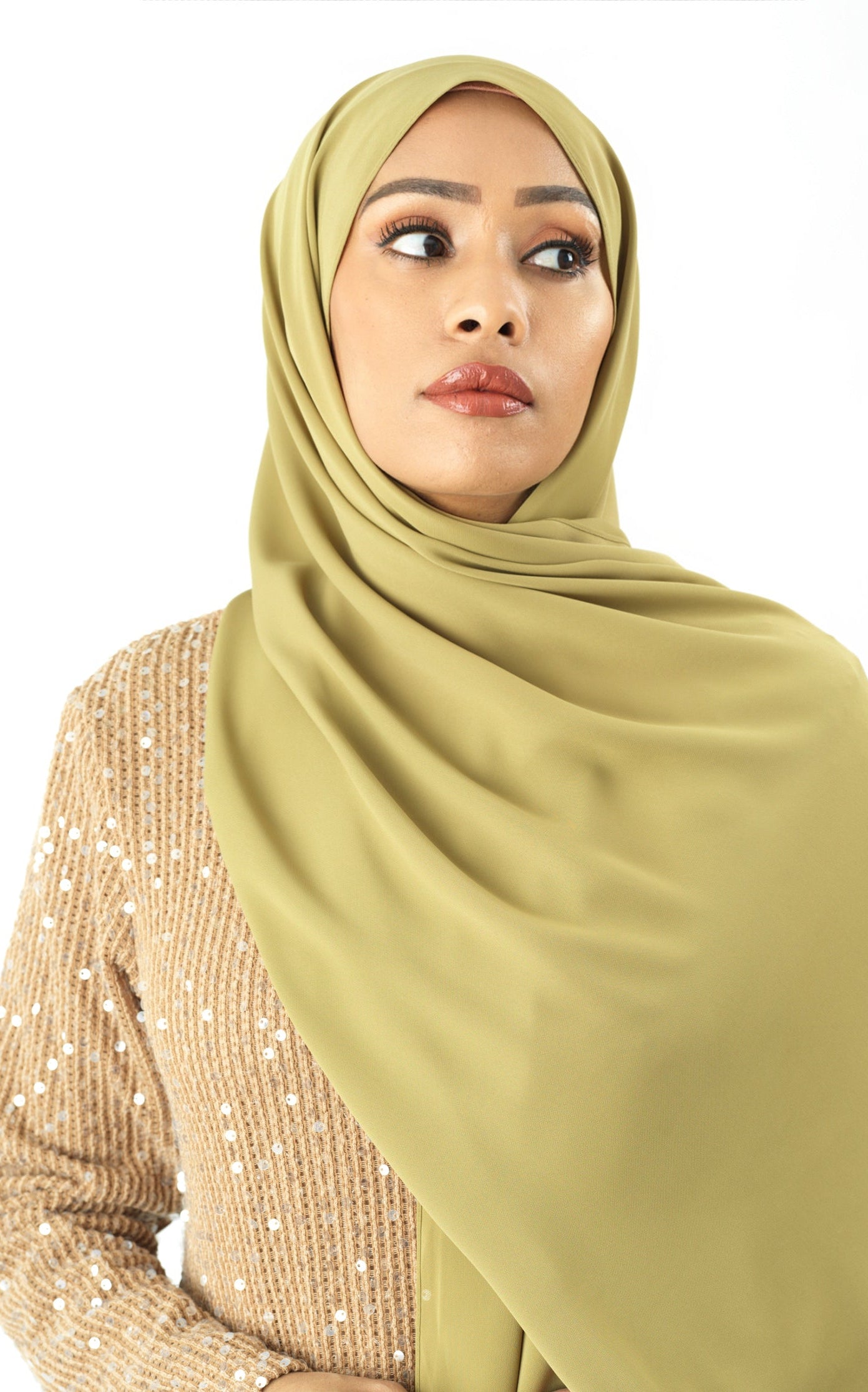 Apple Green Korean Chiffon hijab Kabayare