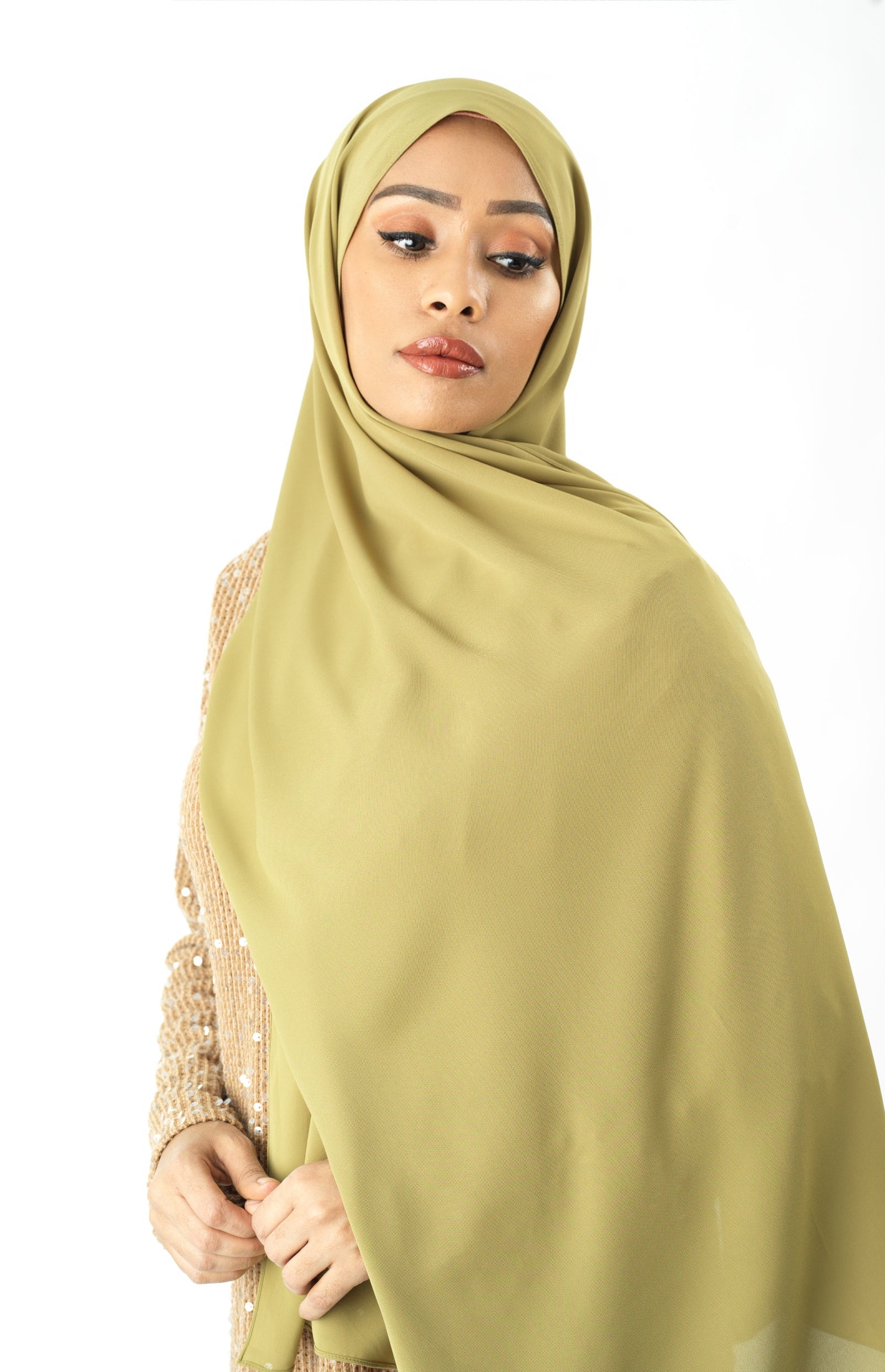 Apple Green Korean Chiffon hijab Kabayare