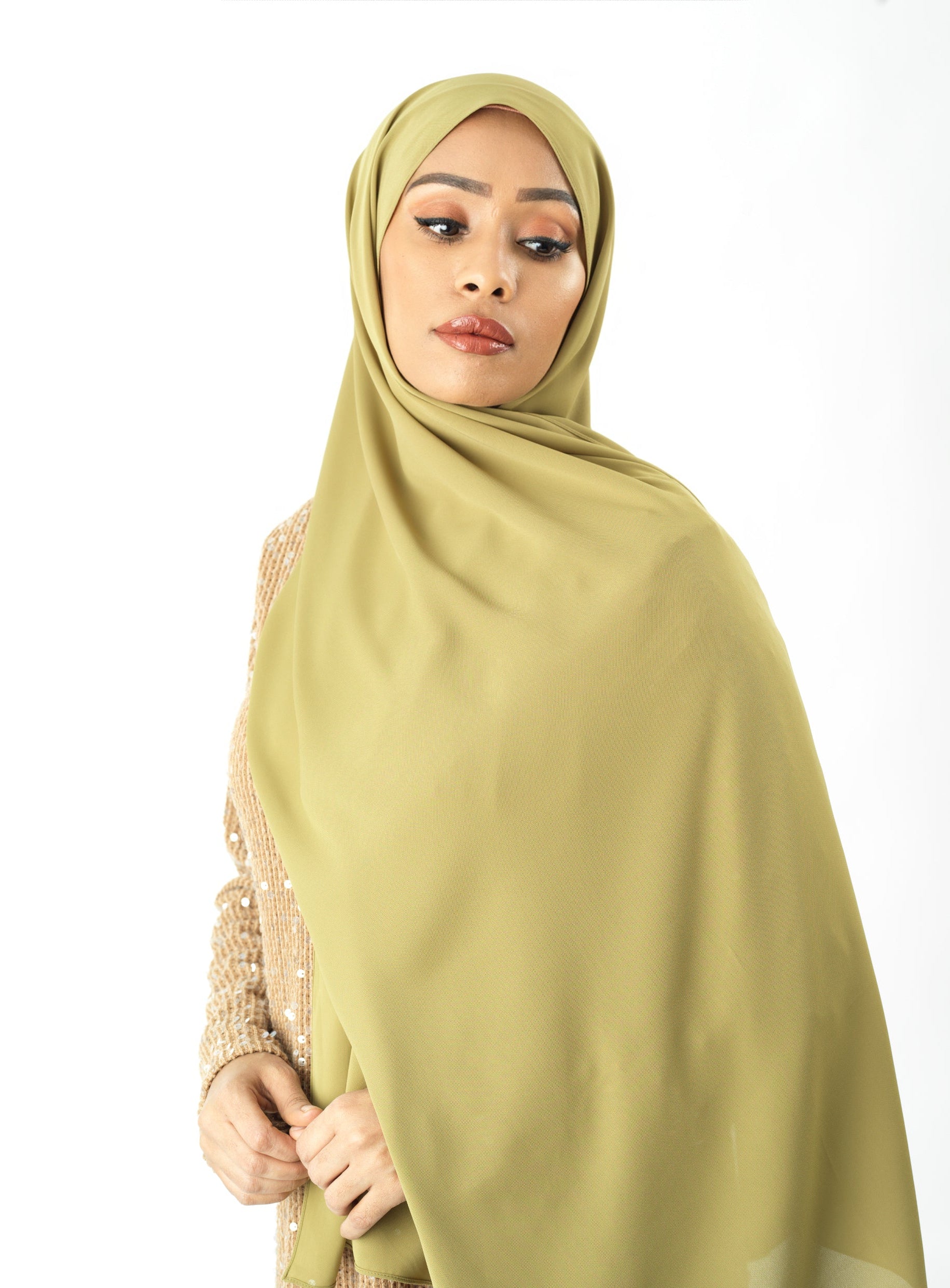 Apple Green Korean Chiffon hijab Kabayare