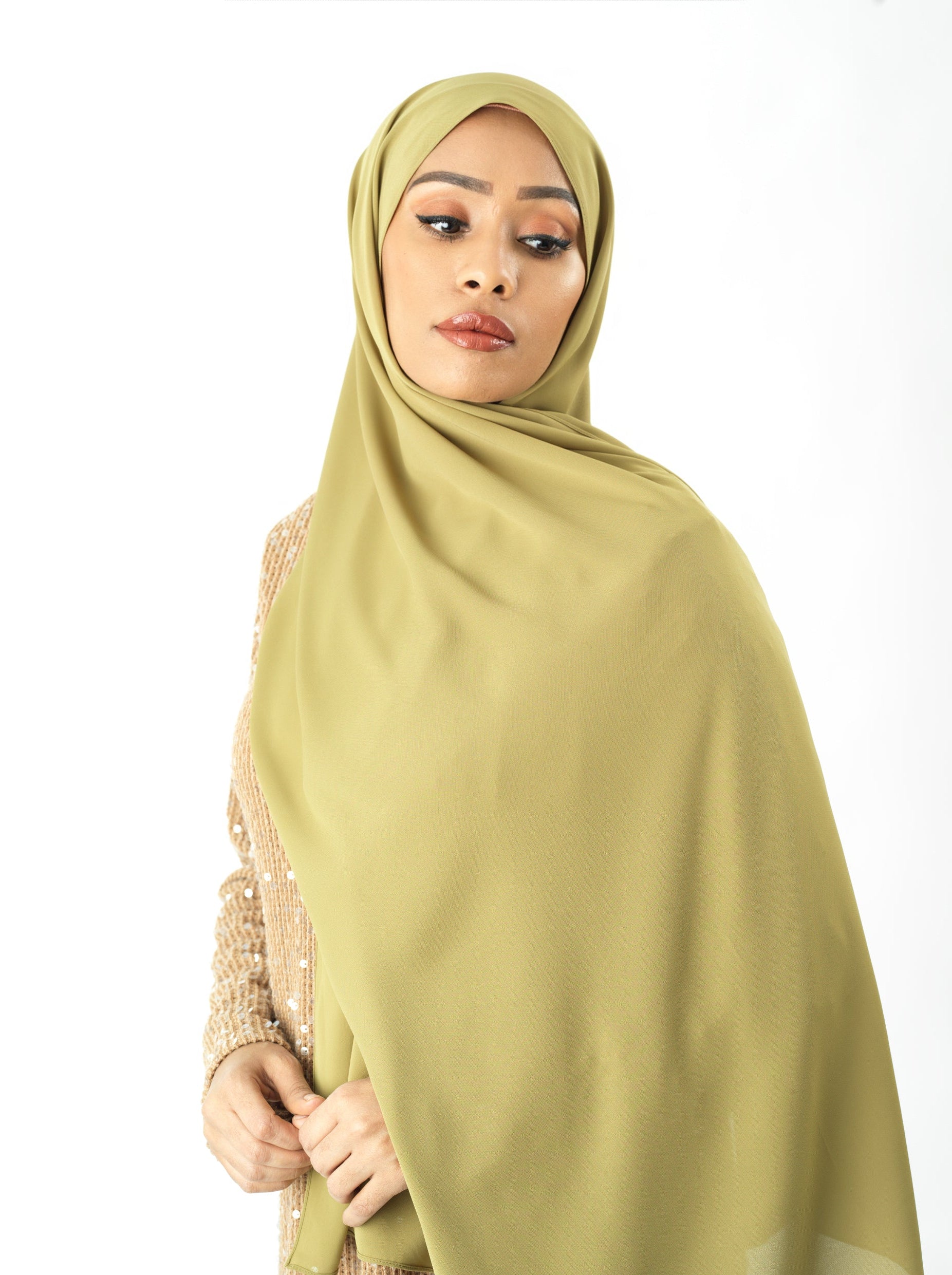 Apple Green Korean Chiffon hijab Kabayare