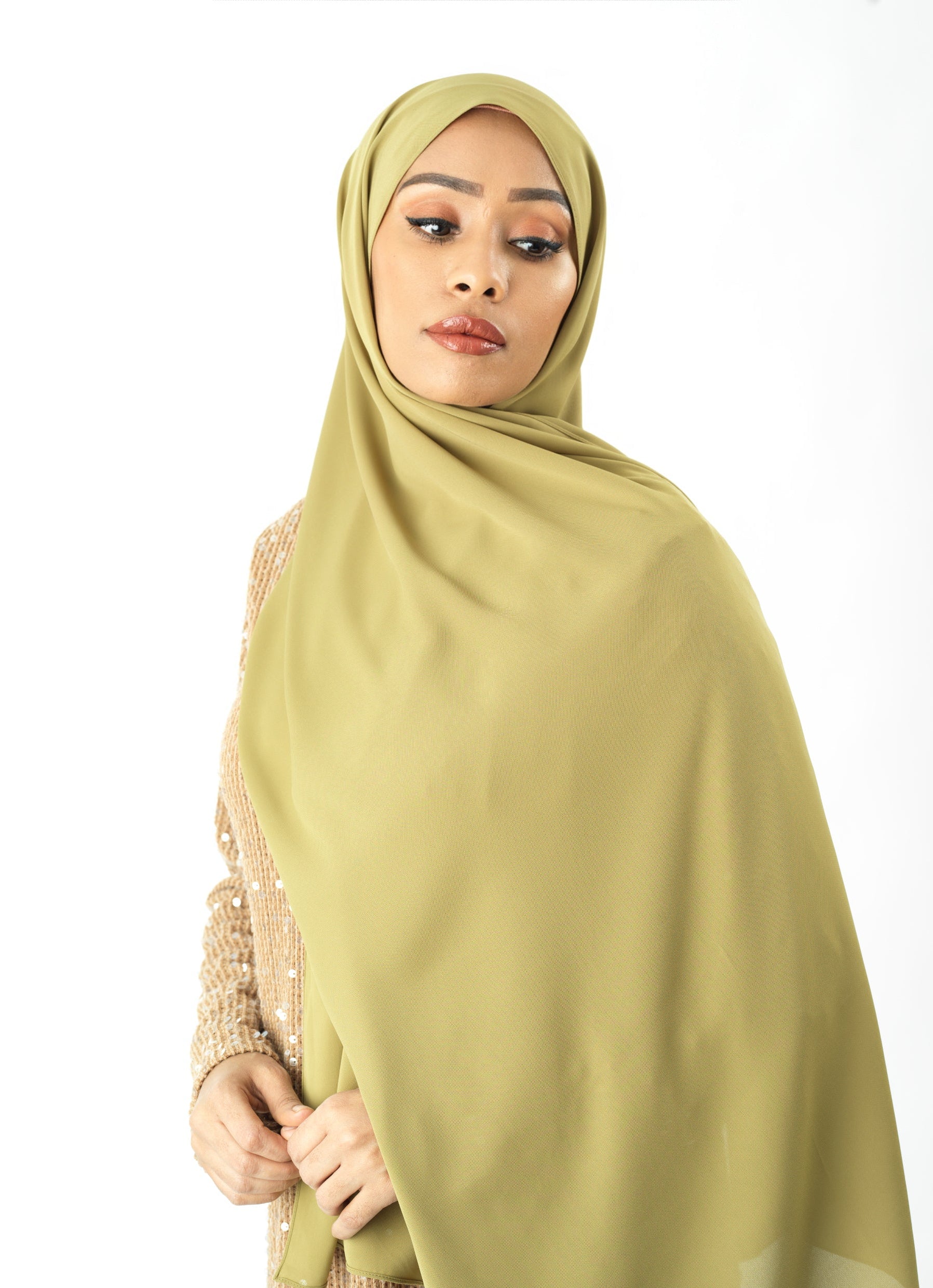 Apple Green Korean Chiffon hijab Kabayare