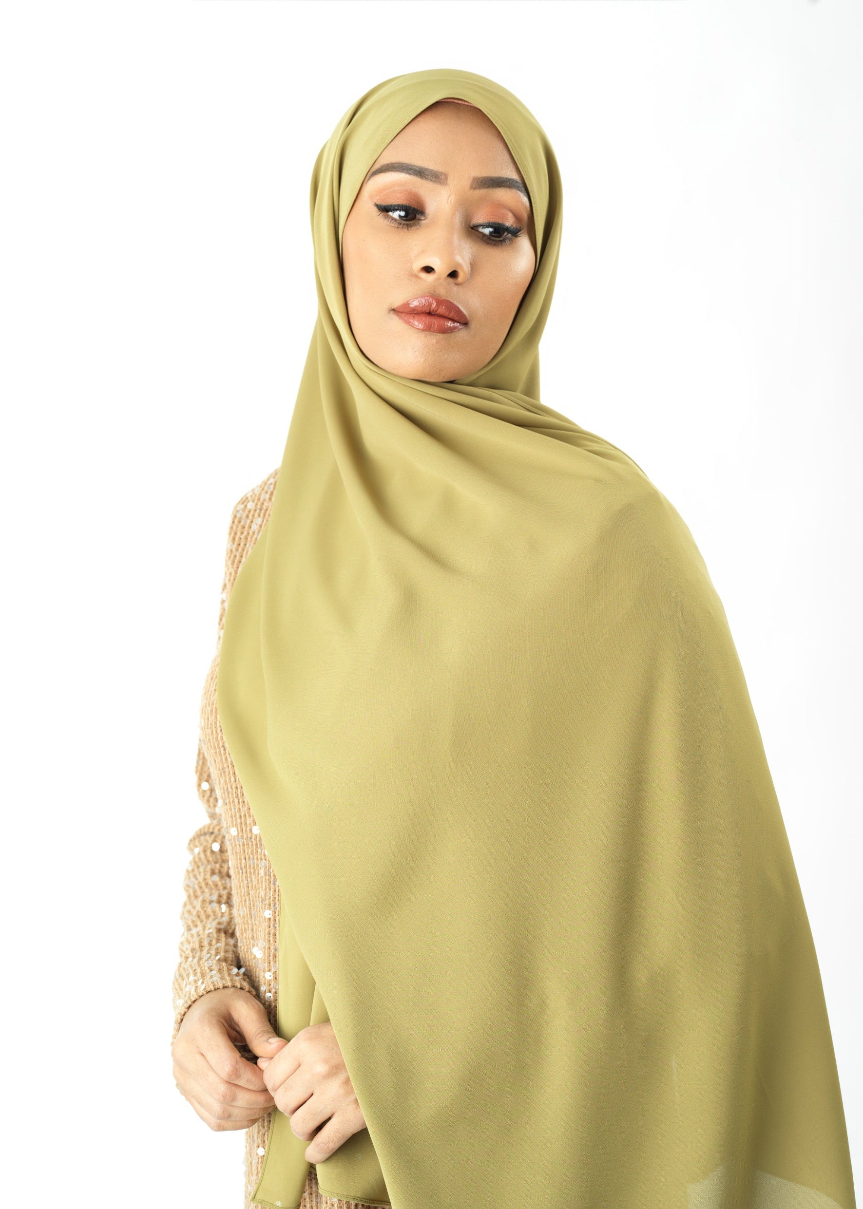 Apple Green Korean Chiffon hijab Kabayare