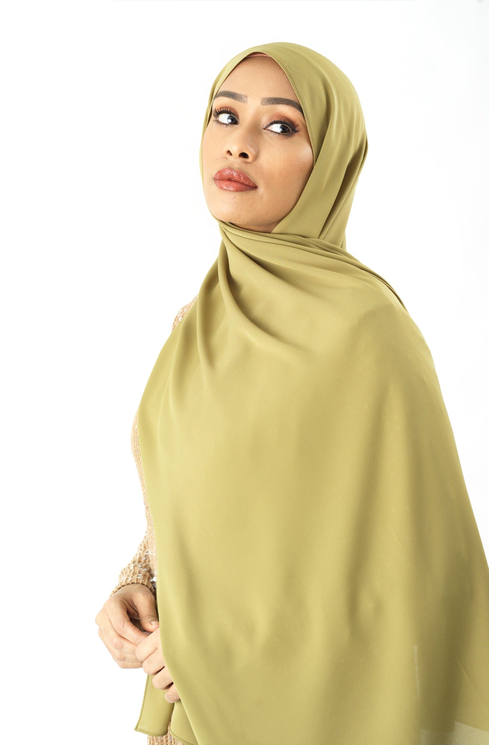 Apple Green Korean Chiffon hijab Kabayare