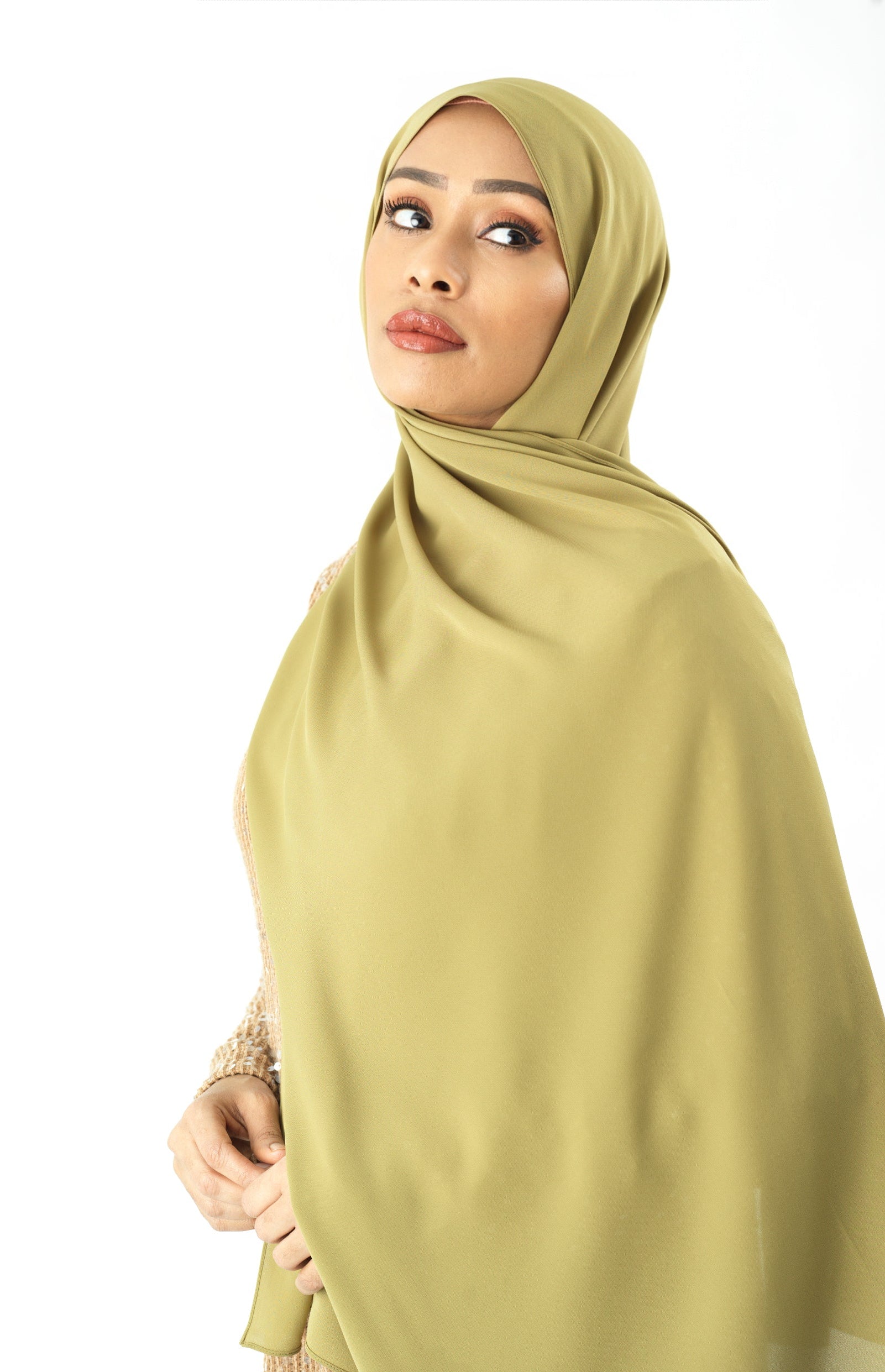 Apple Green Korean Chiffon hijab Kabayare