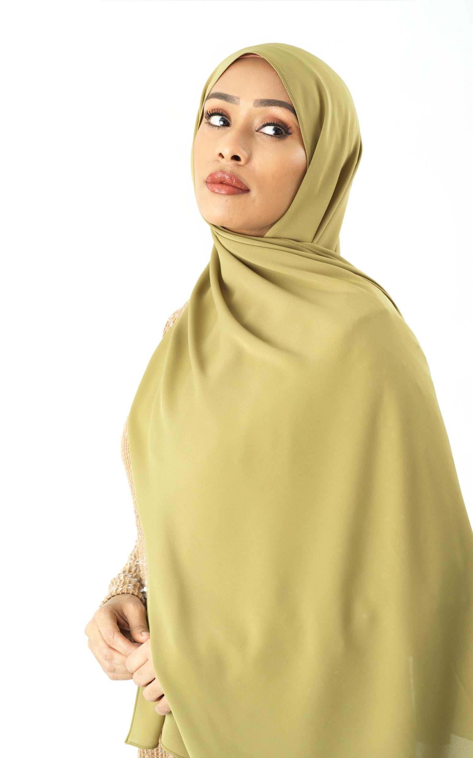 Apple Green Korean Chiffon hijab Kabayare