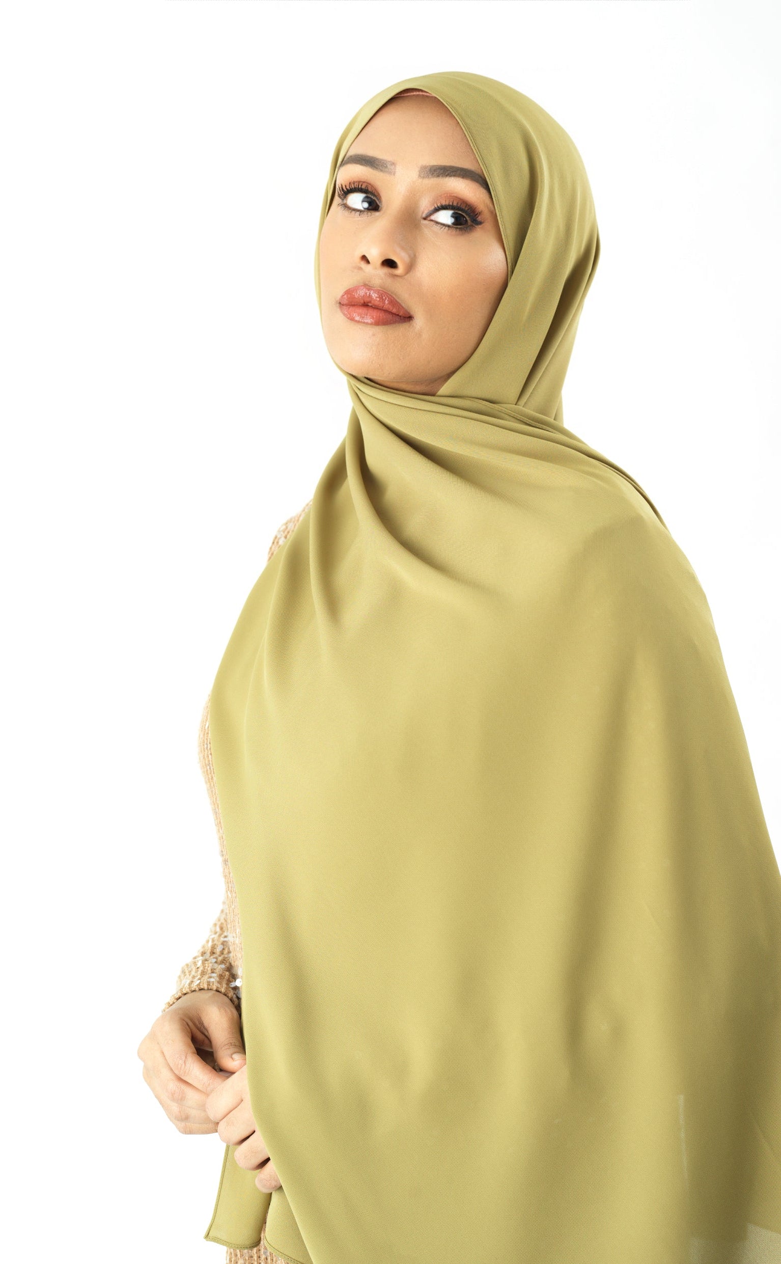 Apple Green Korean Chiffon hijab Kabayare