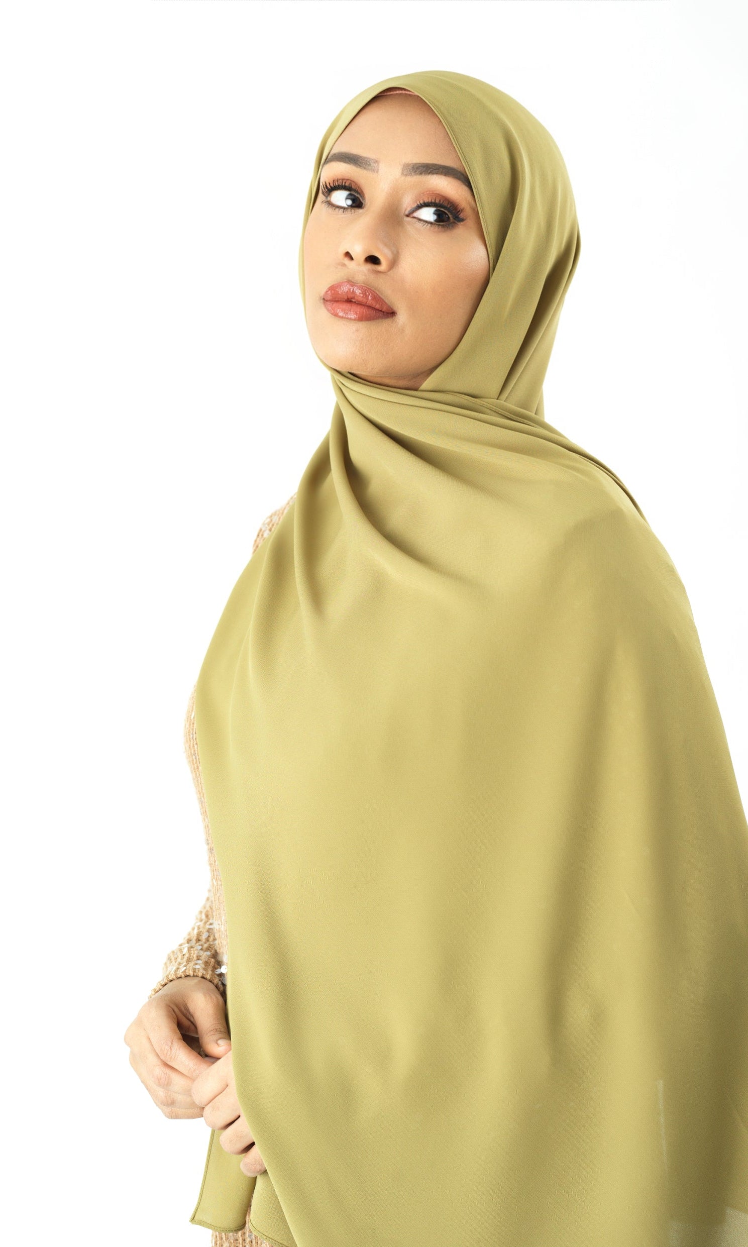 Apple Green Korean Chiffon hijab Kabayare