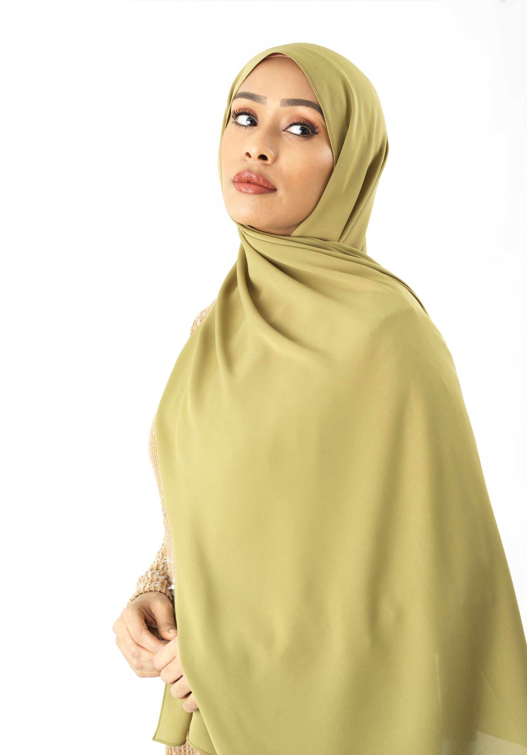 Apple Green Korean Chiffon hijab Kabayare