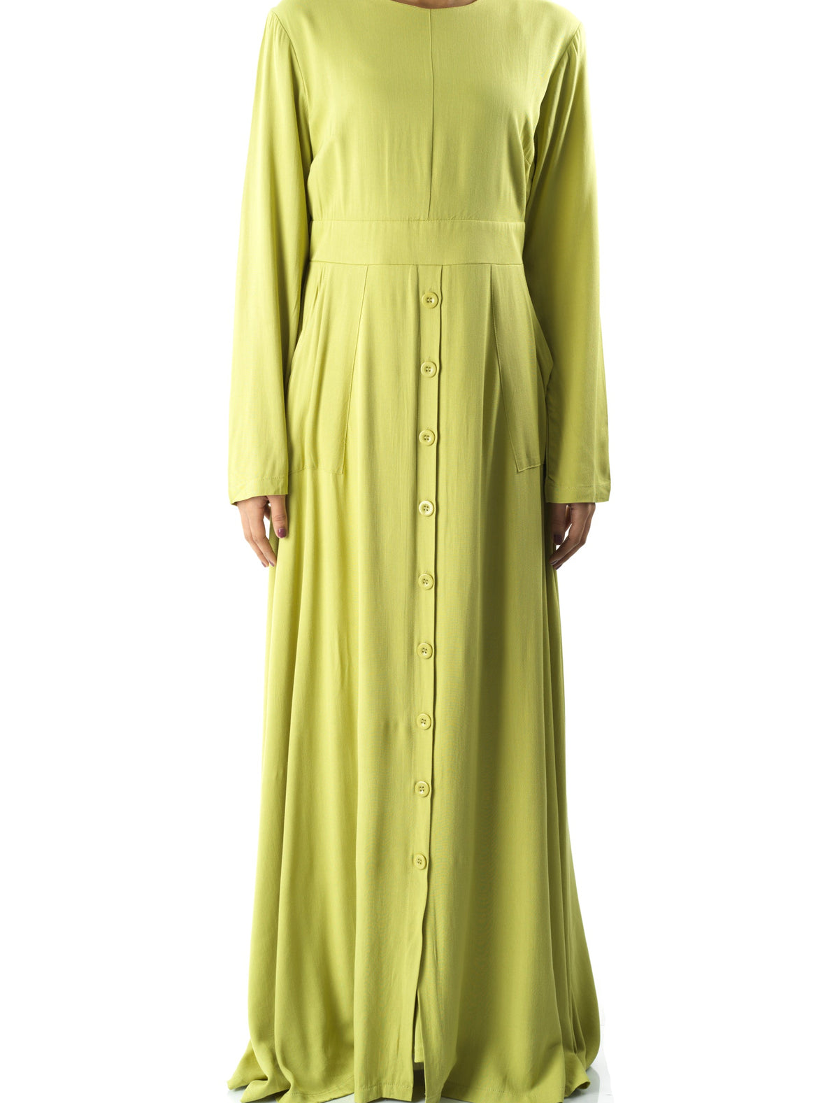 Apple green Manal button down Modal dress Kabayare