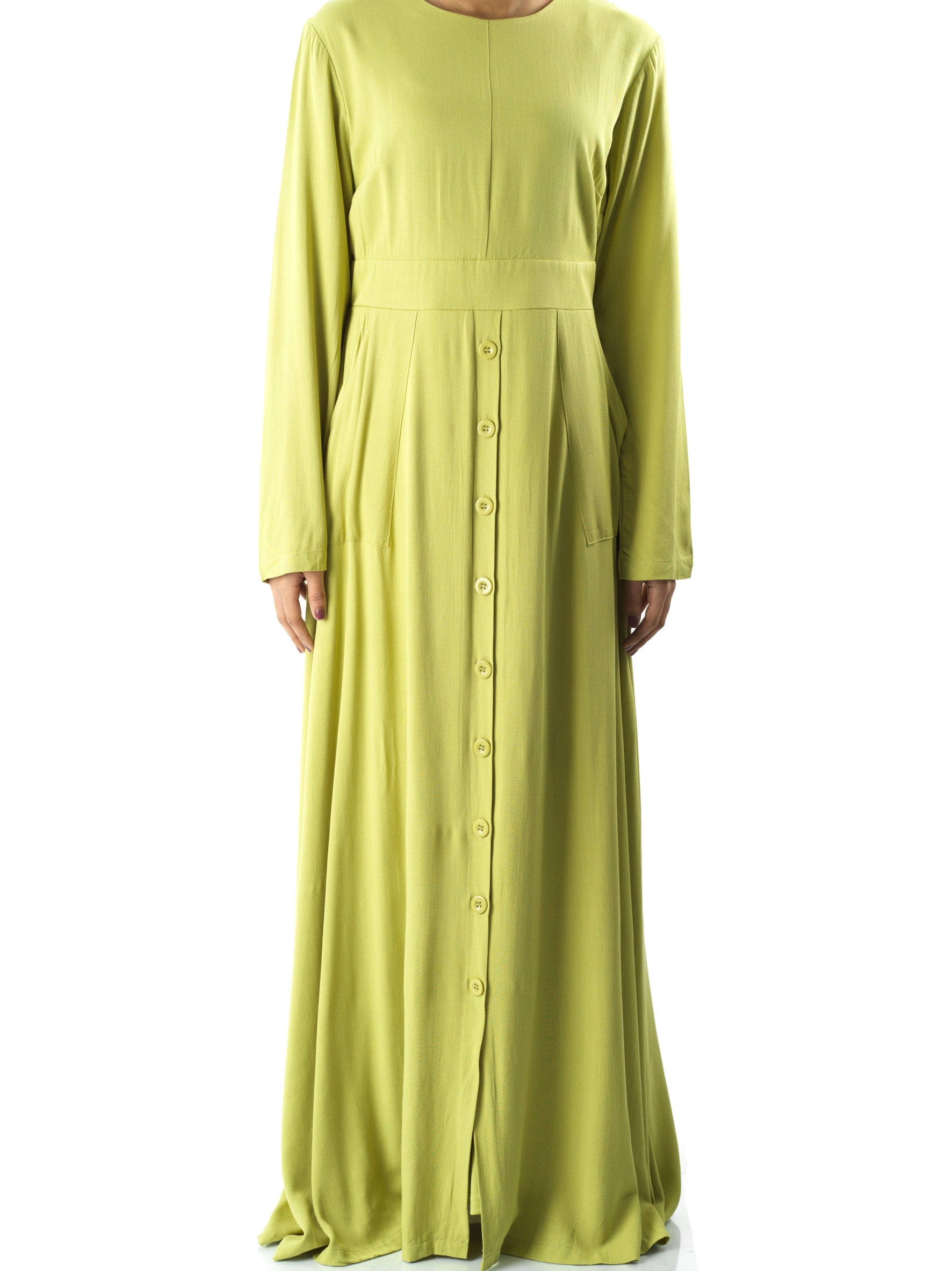 Apple green Manal button down Modal dress Kabayare