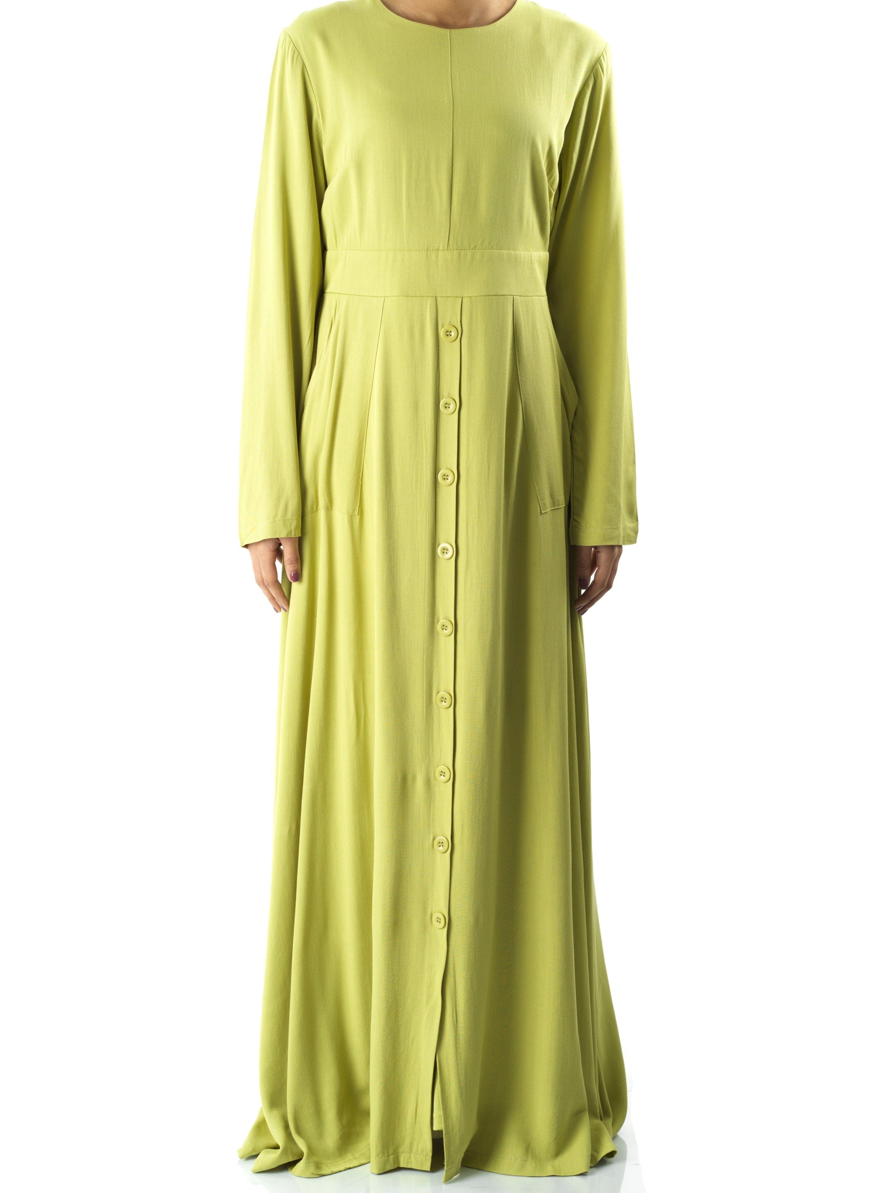 Apple green Manal button down Modal dress Kabayare