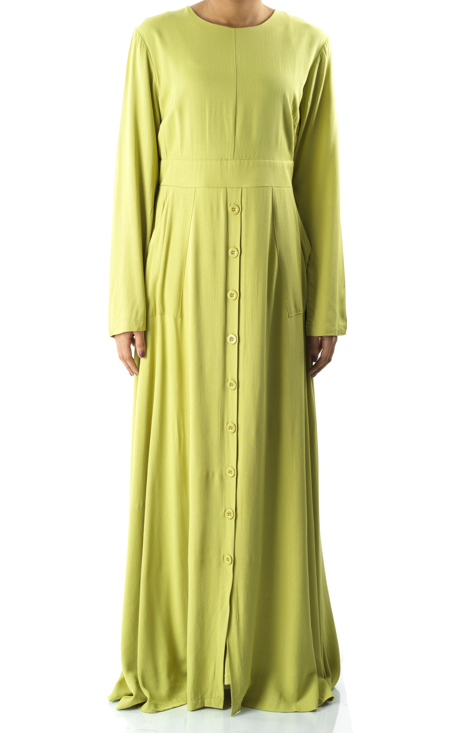Apple green Manal button down Modal dress Kabayare