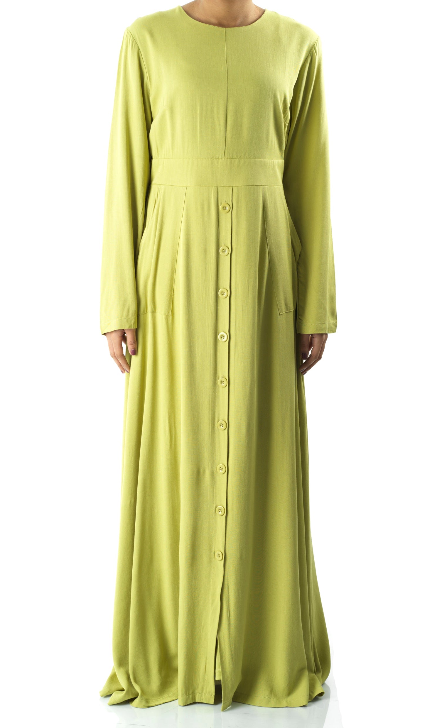 Apple green Manal button down Modal dress Kabayare
