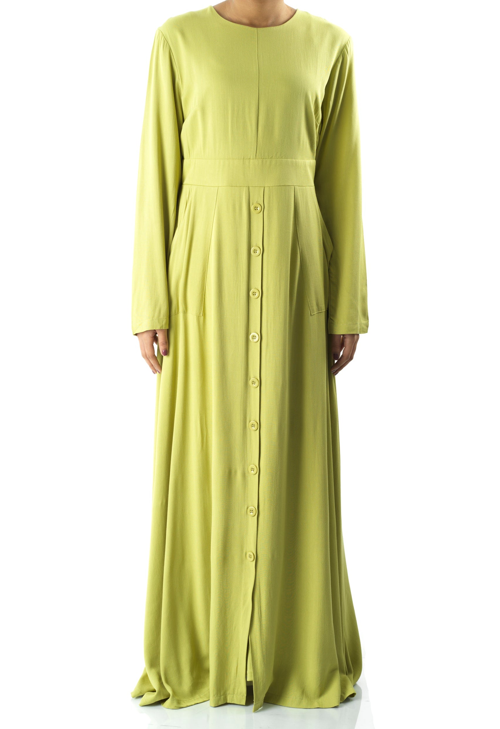 Apple green Manal button down Modal dress Kabayare