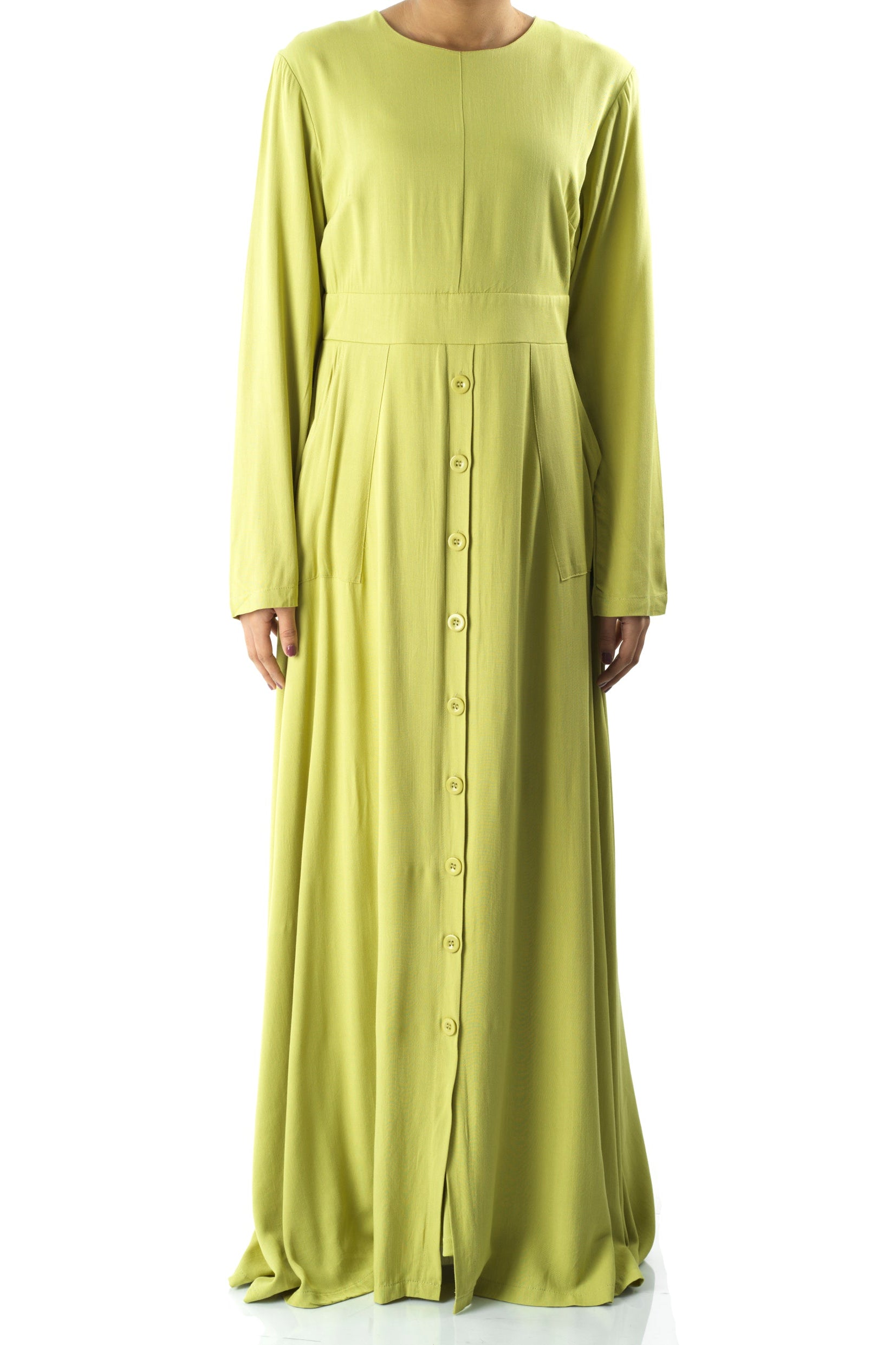 Apple green Manal button down Modal dress Kabayare