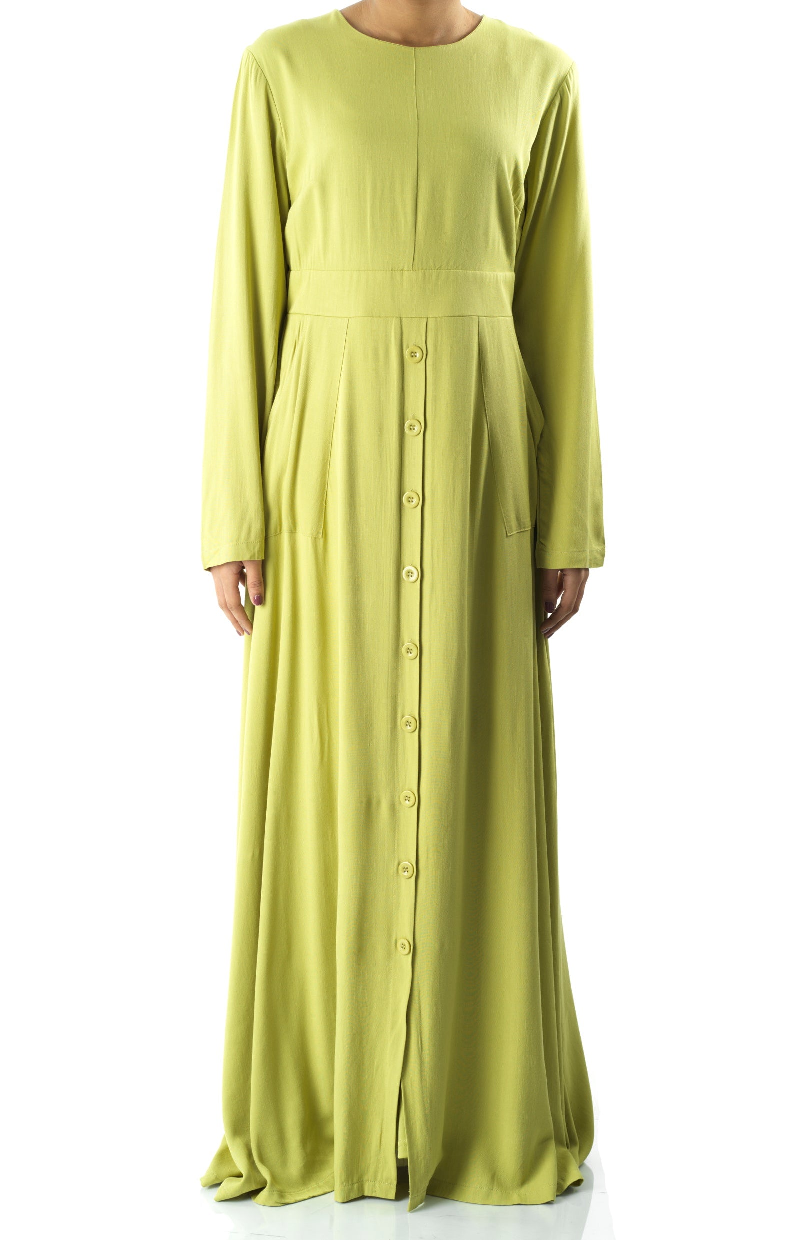 Apple green Manal button down Modal dress Kabayare
