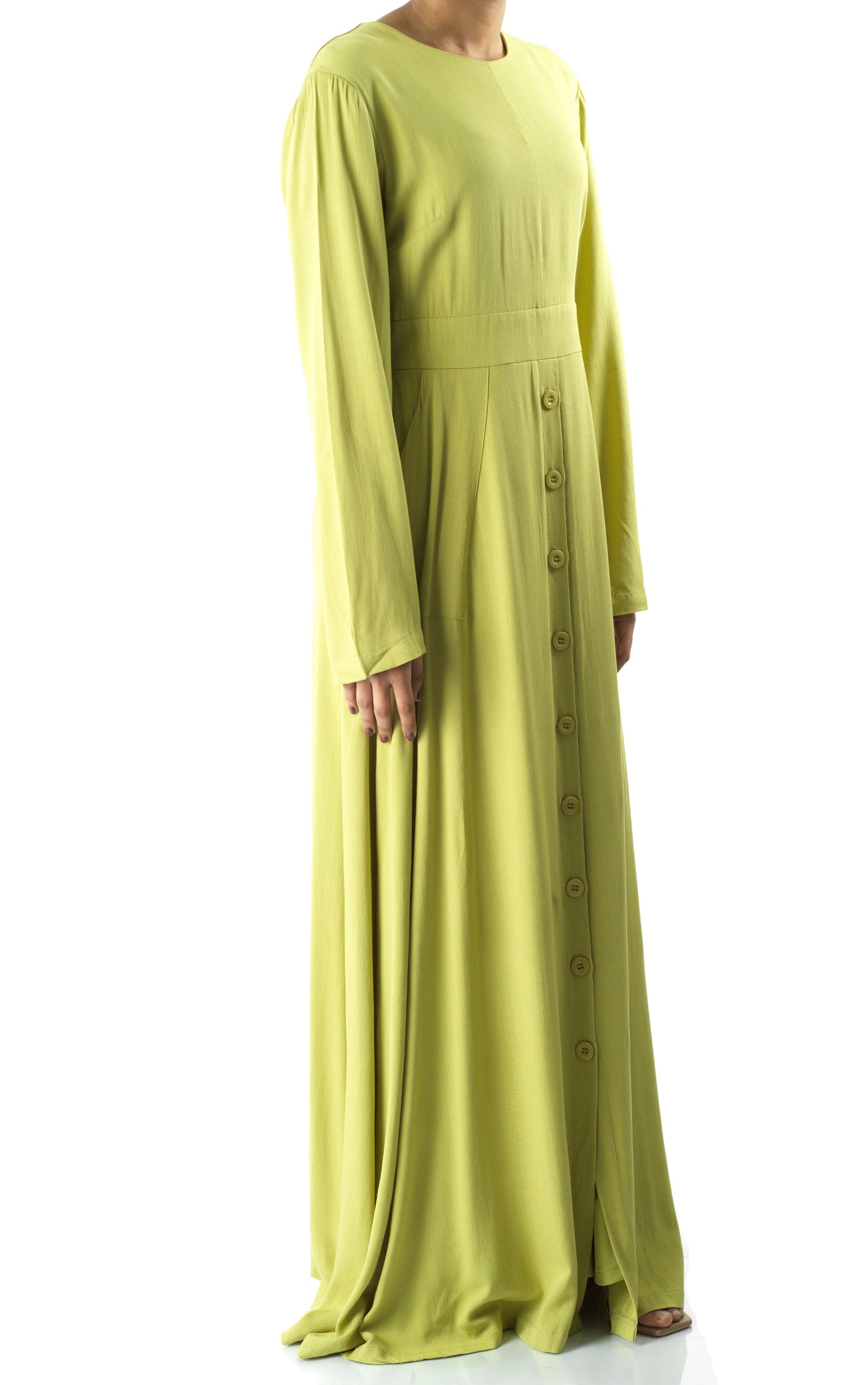 Apple green Manal button down Modal dress Kabayare