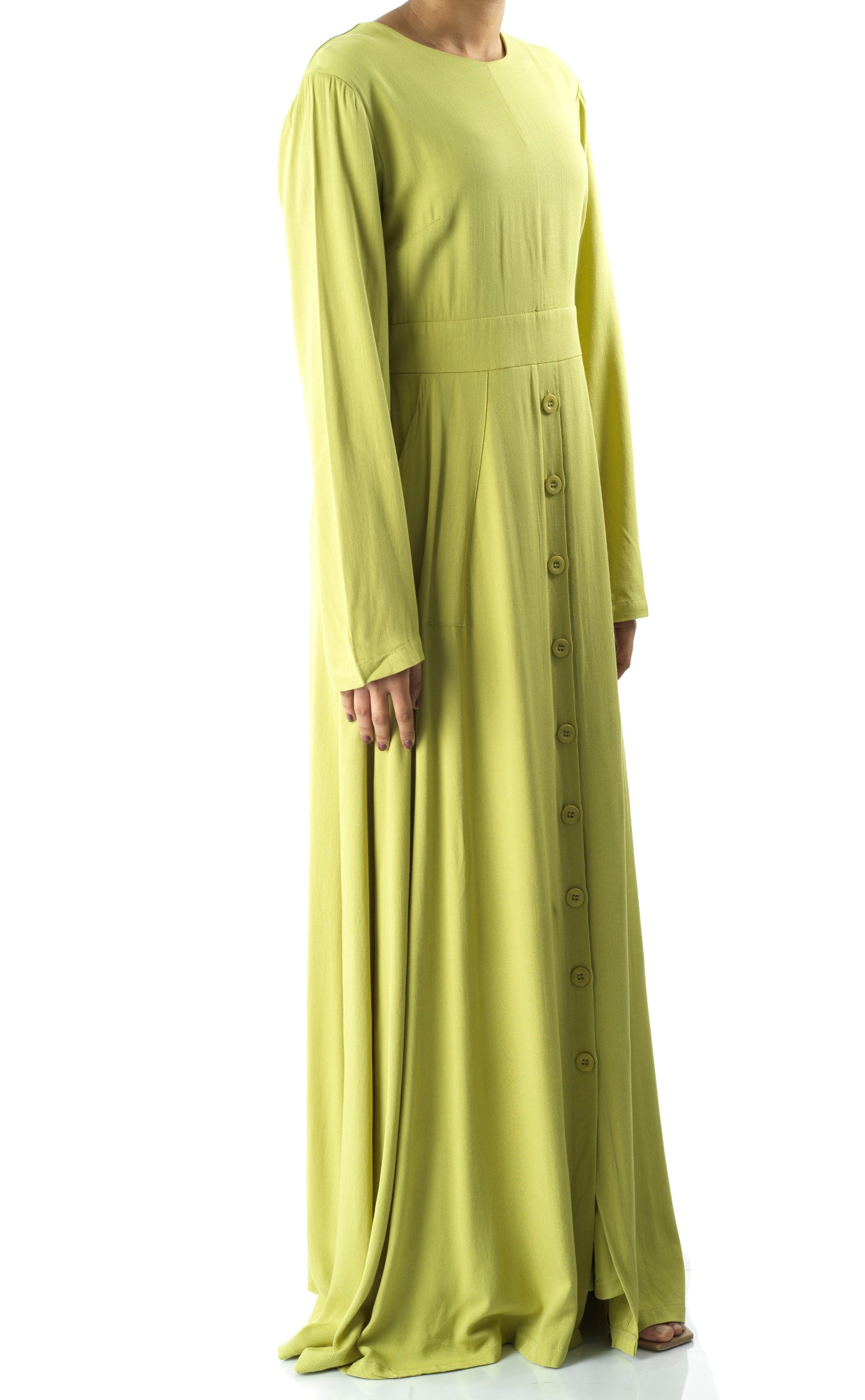Apple green Manal button down Modal dress Kabayare