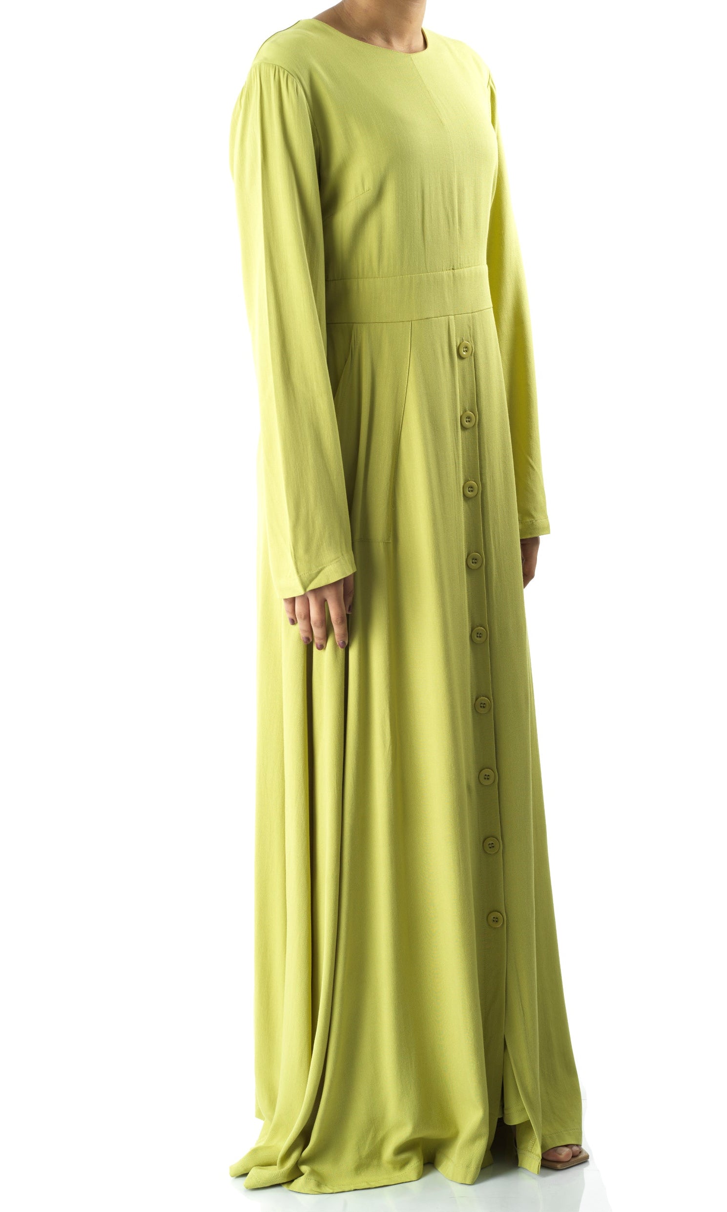 Apple green Manal button down Modal dress Kabayare