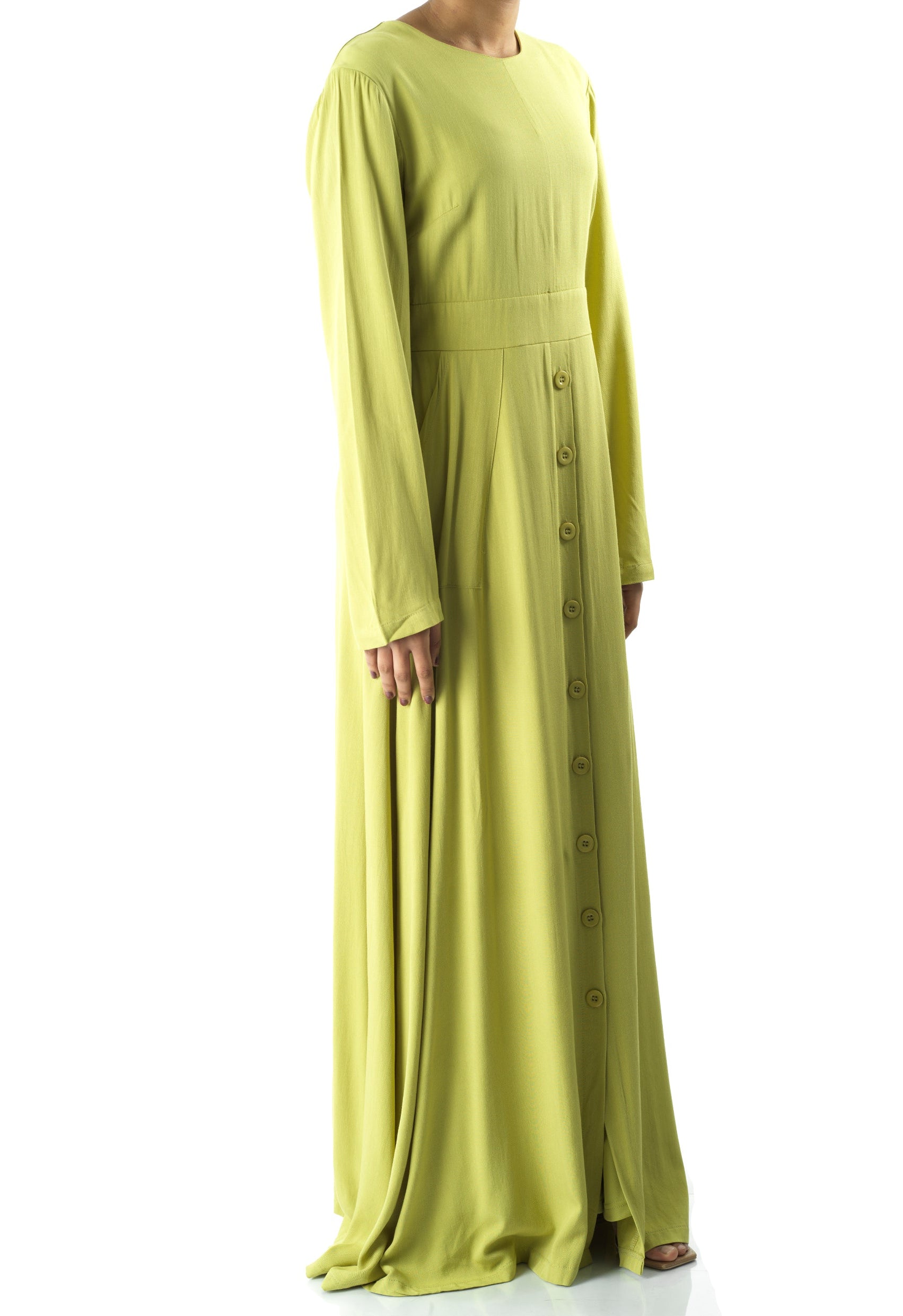 Apple green Manal button down Modal dress Kabayare