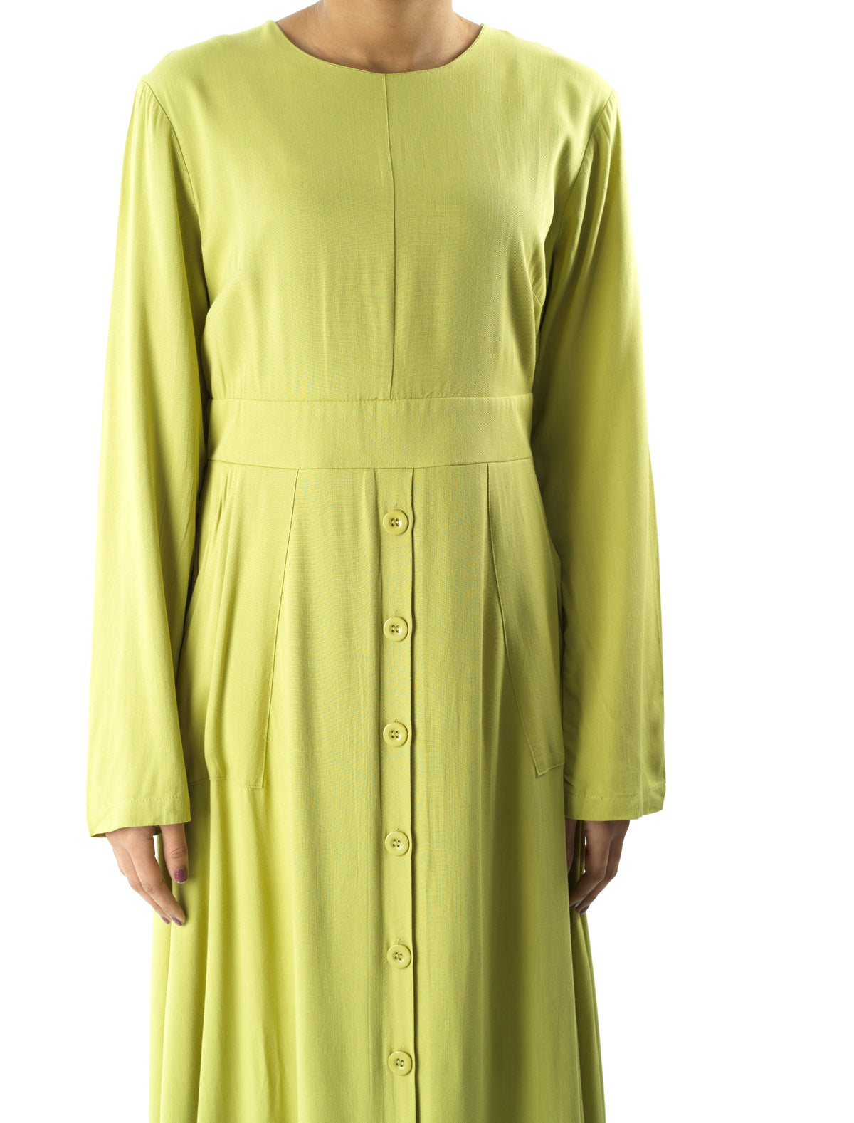 Apple green Manal button down Modal dress Kabayare