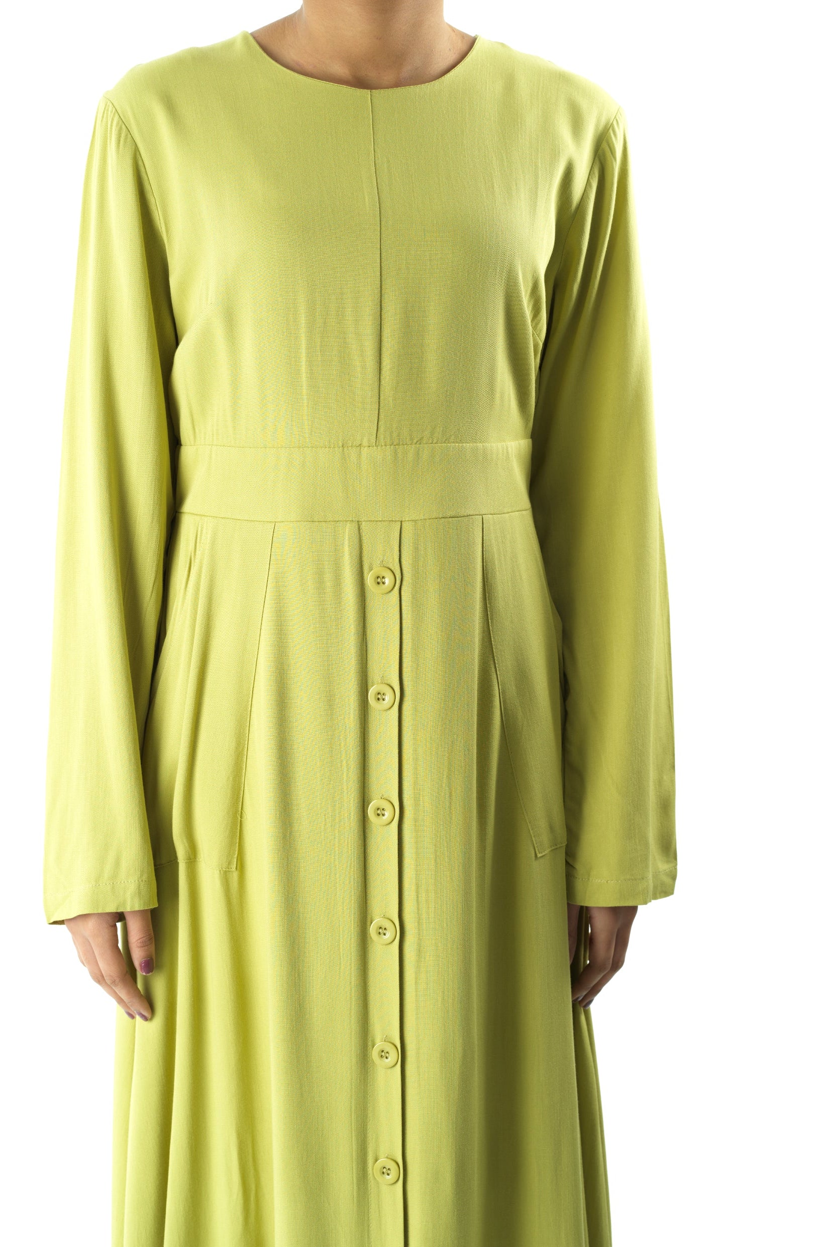 Apple green Manal button down Modal dress Kabayare