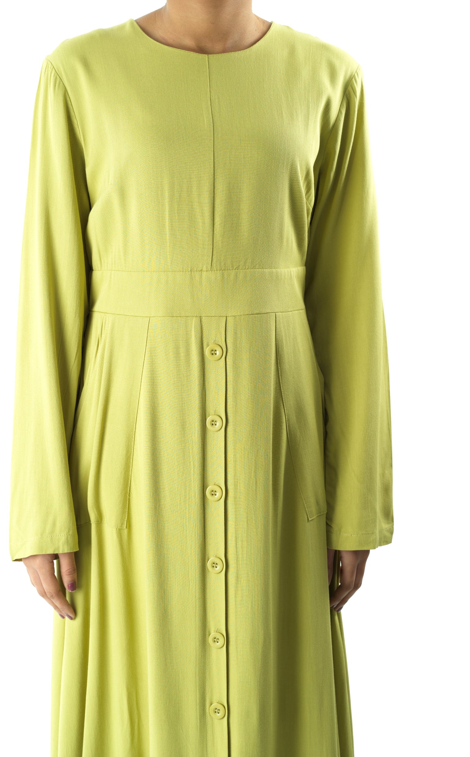 Apple green Manal button down Modal dress Kabayare